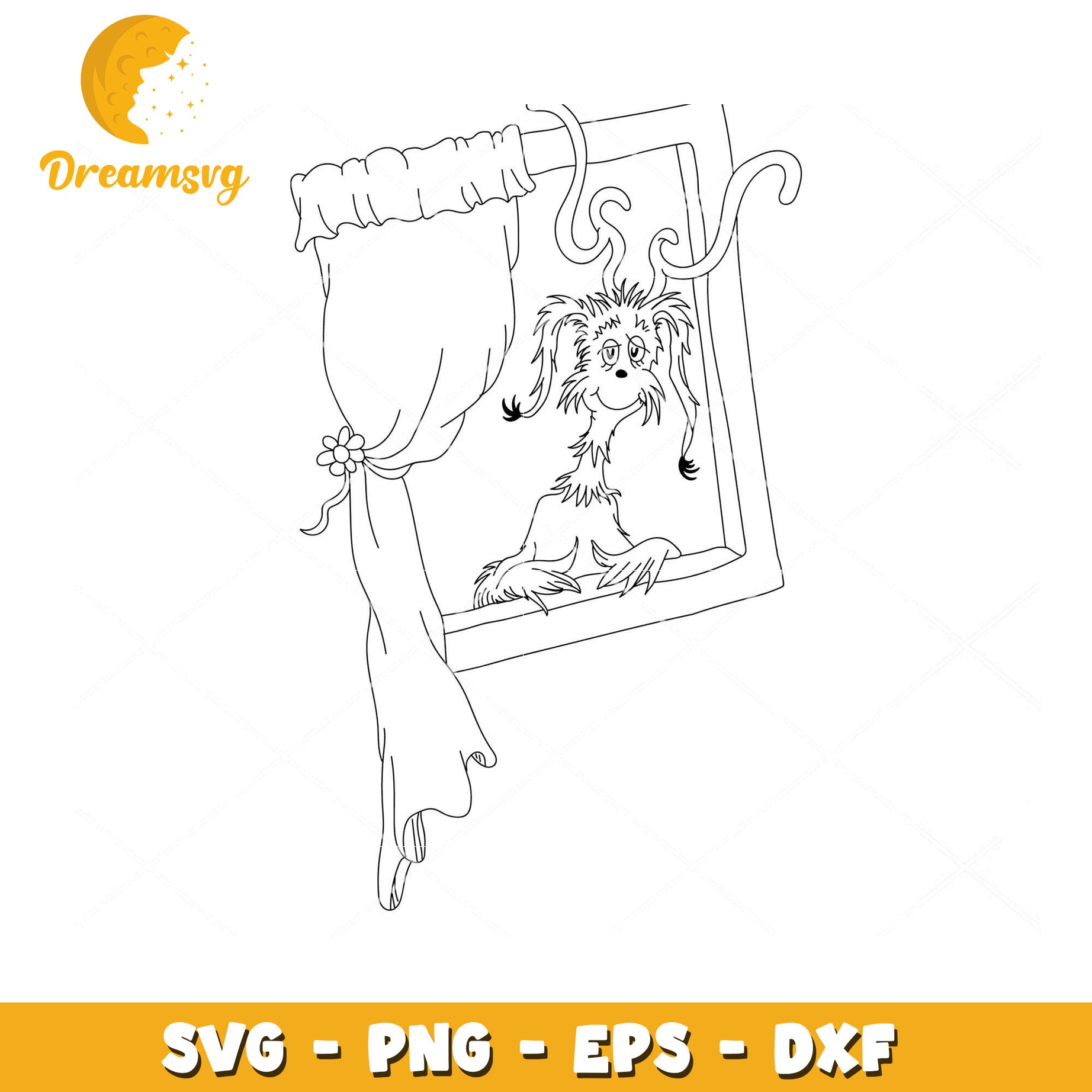 Grinch Window SVG Coloring Page