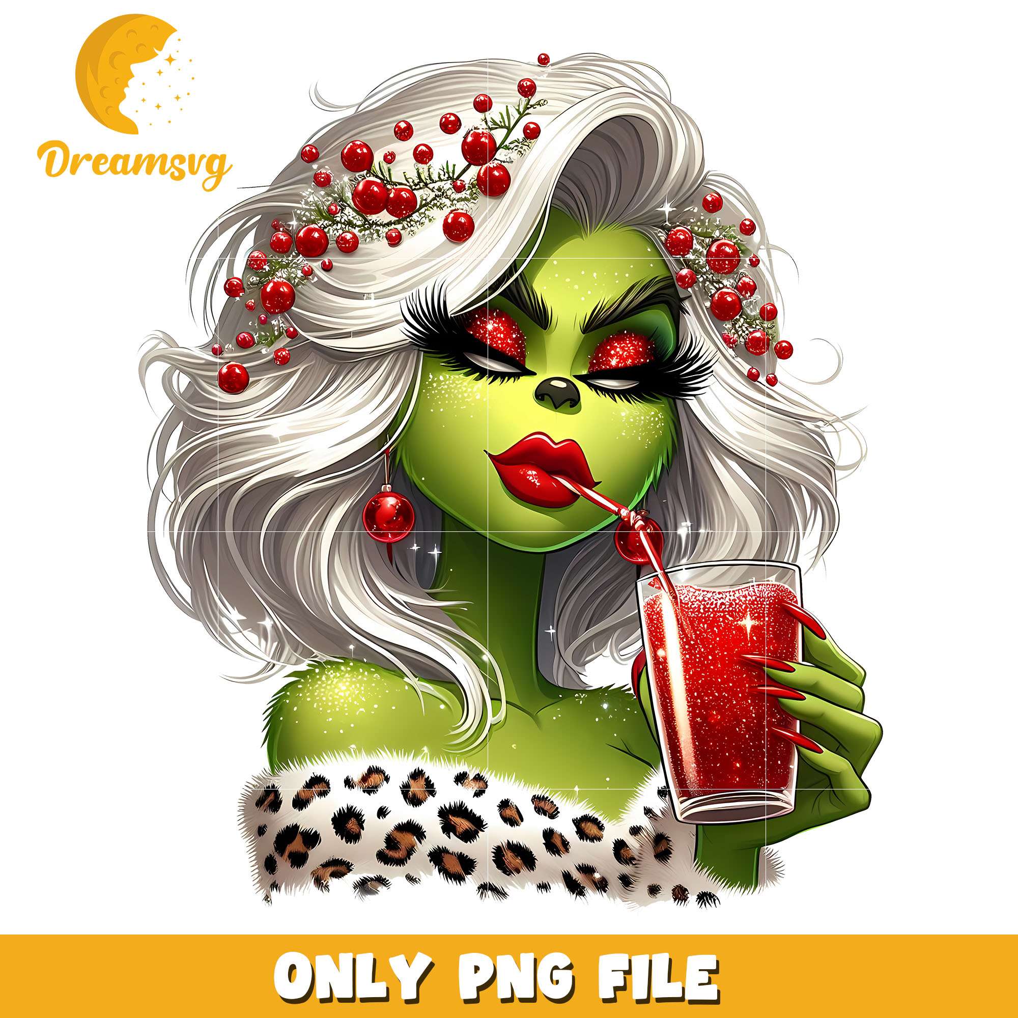 Grinch girl beautiful drink png, grinch girl png, christmas png