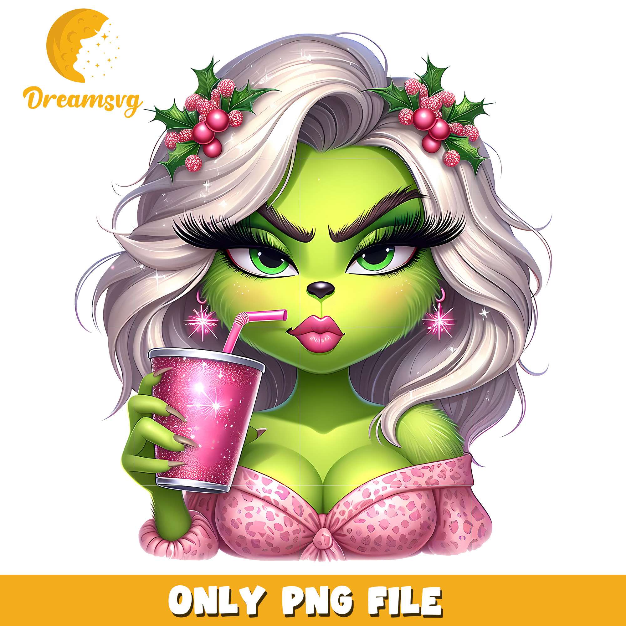 Grinch girl pink Mistletoe png, Mistletoe png, christmas png