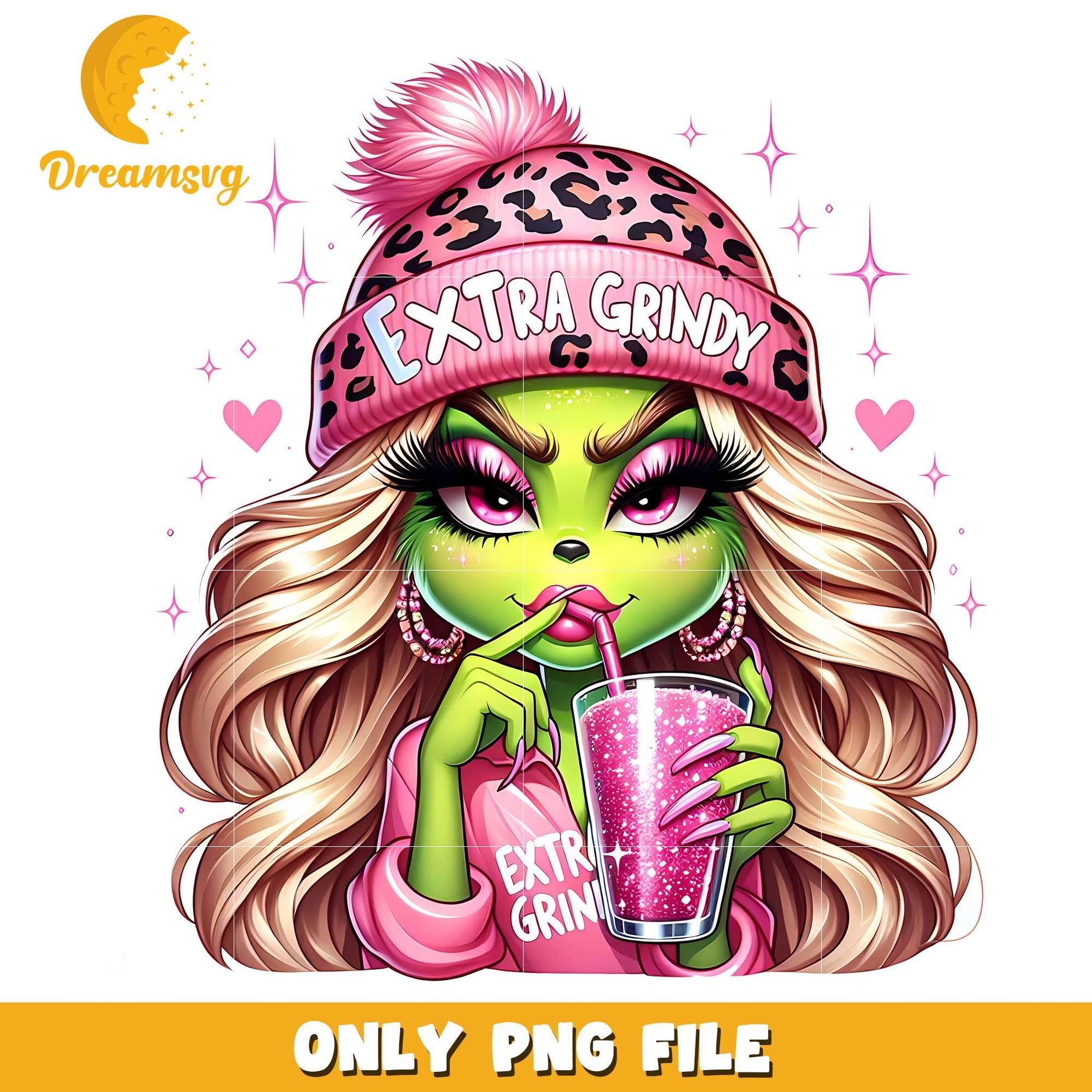 Grinch girl pink beanie png, Grinch png, christmas png