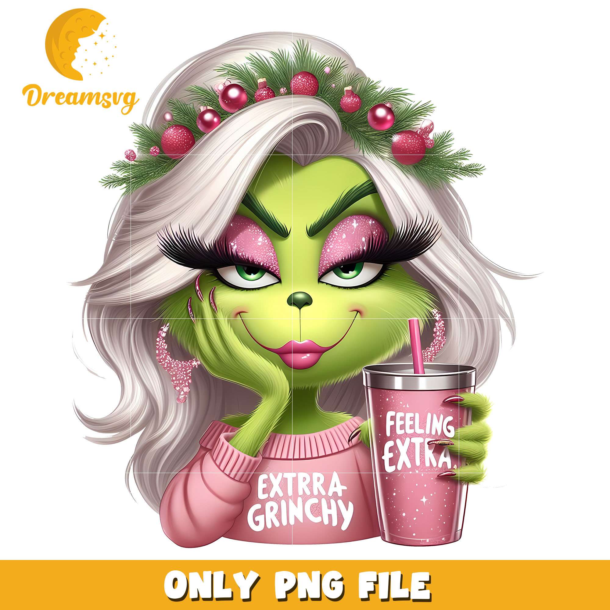 Grinch girl pink extra grinchy png, grinch png, christmas png