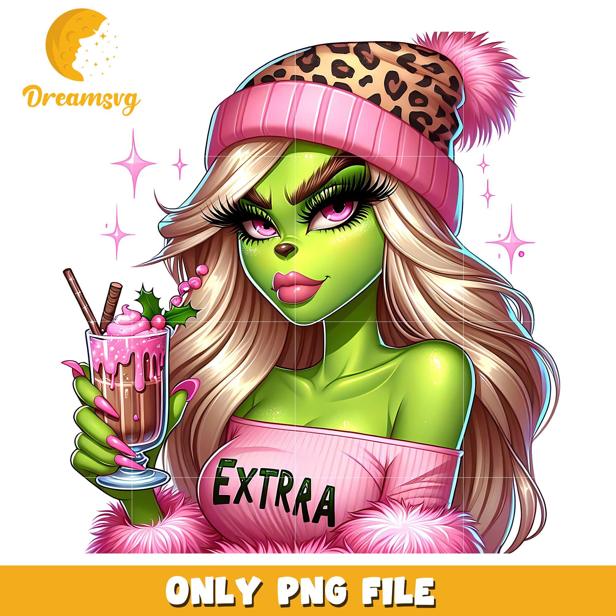 Grinch girl pink extra png, Grinch girl png, christmas png
