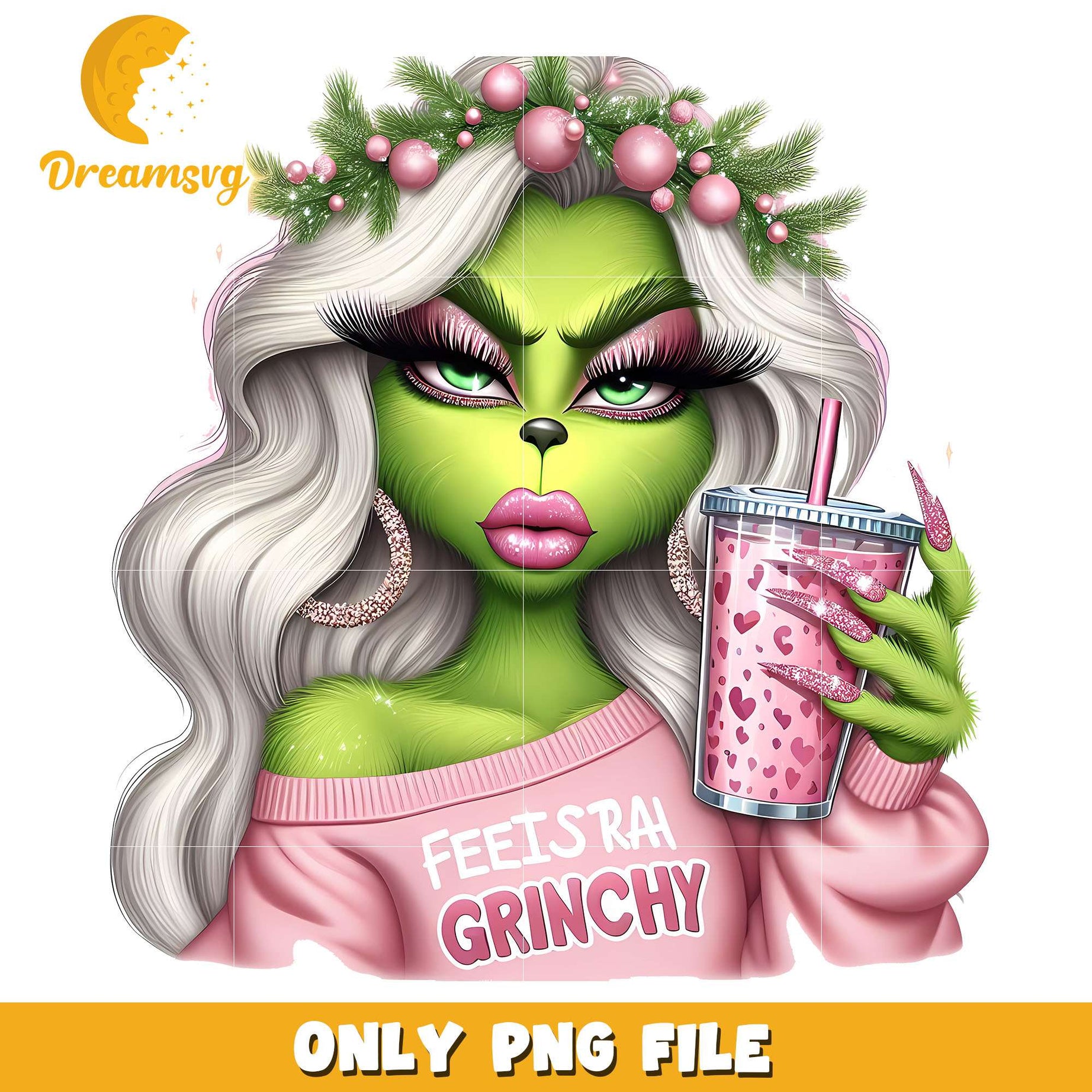 Grinch girl pink mistletoe feeisrai png, grinch png, christmas png