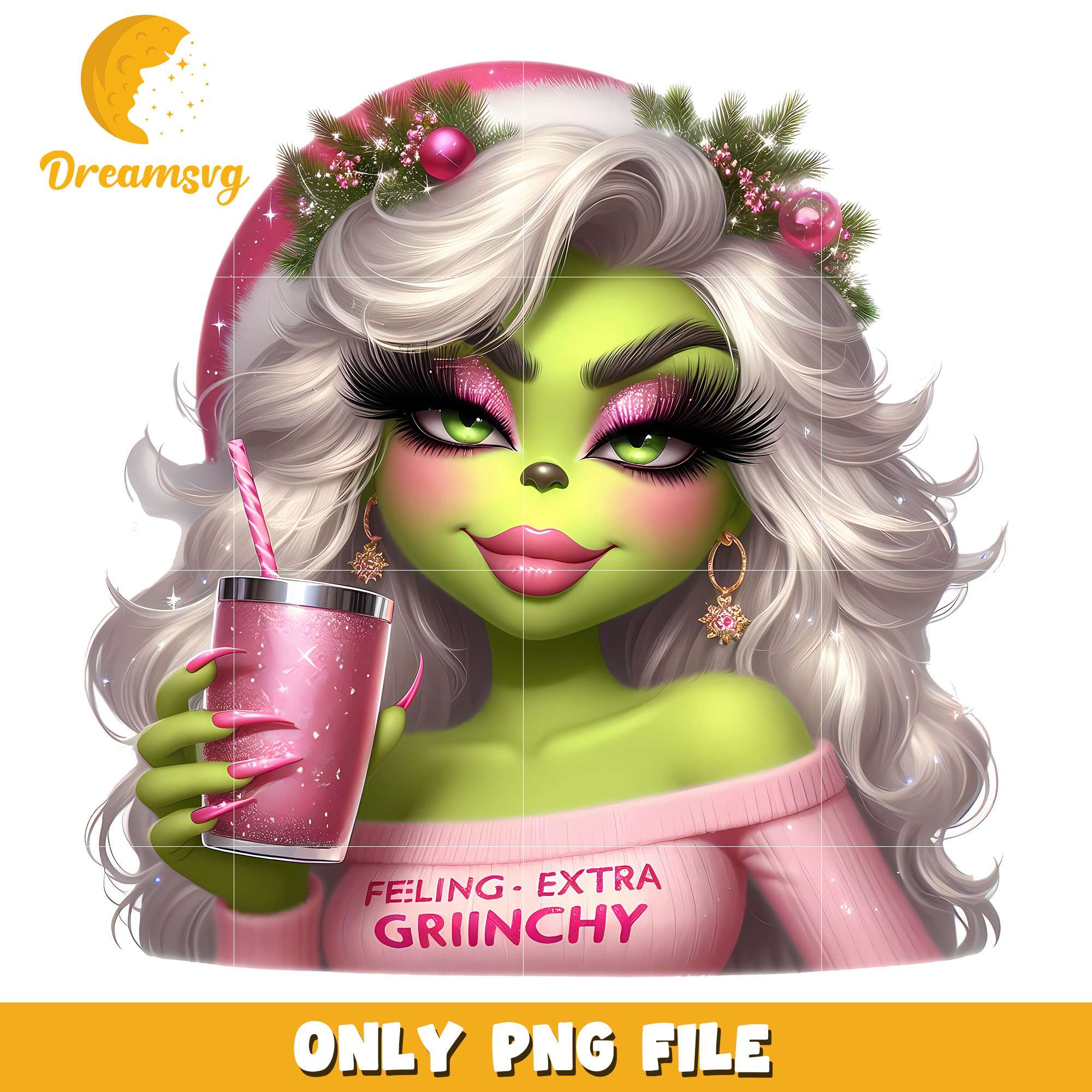 Grinch girl pink mistletoe grinchy png, grinch png, christmas png