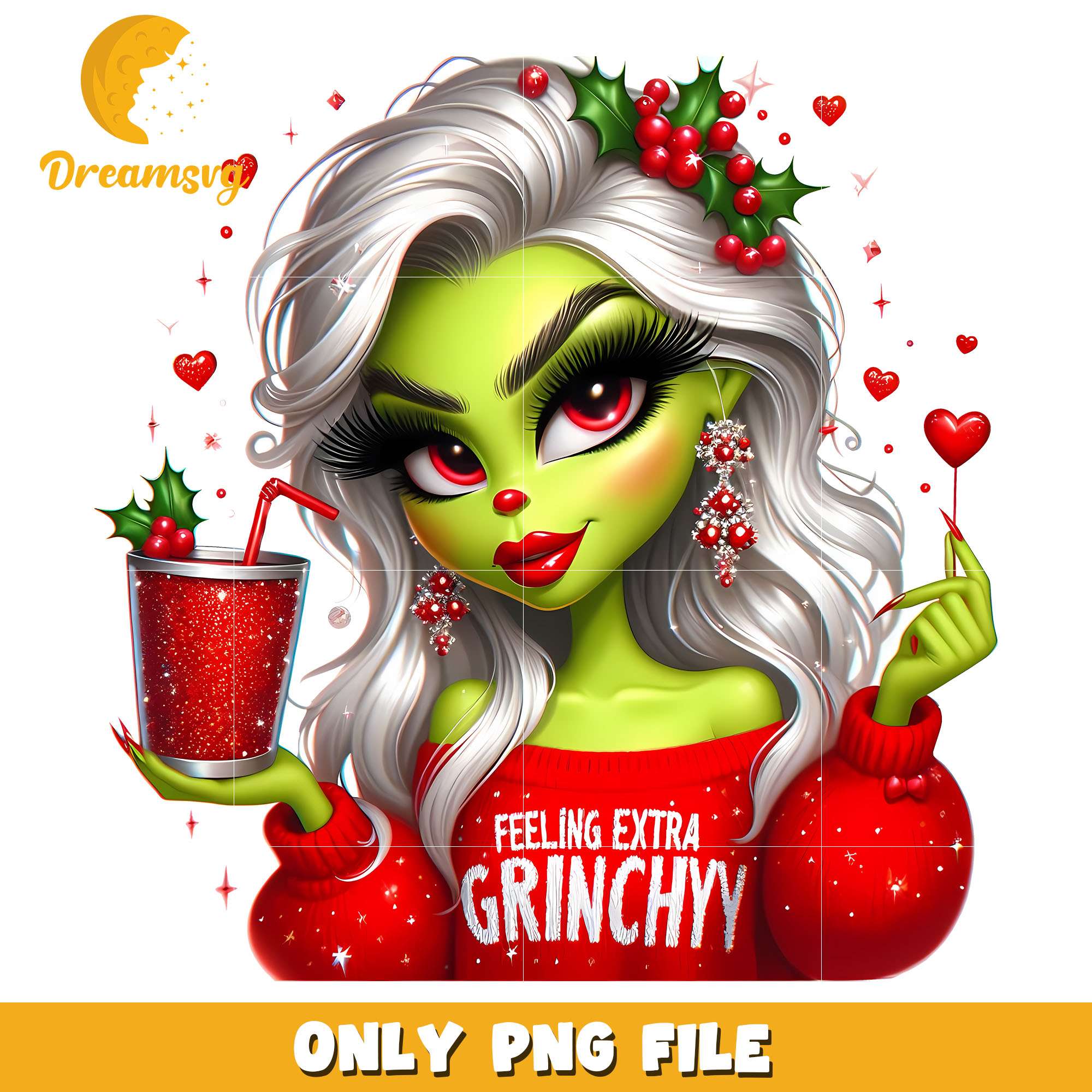 Grinch girl red heart candy png, grinch png, christmas png