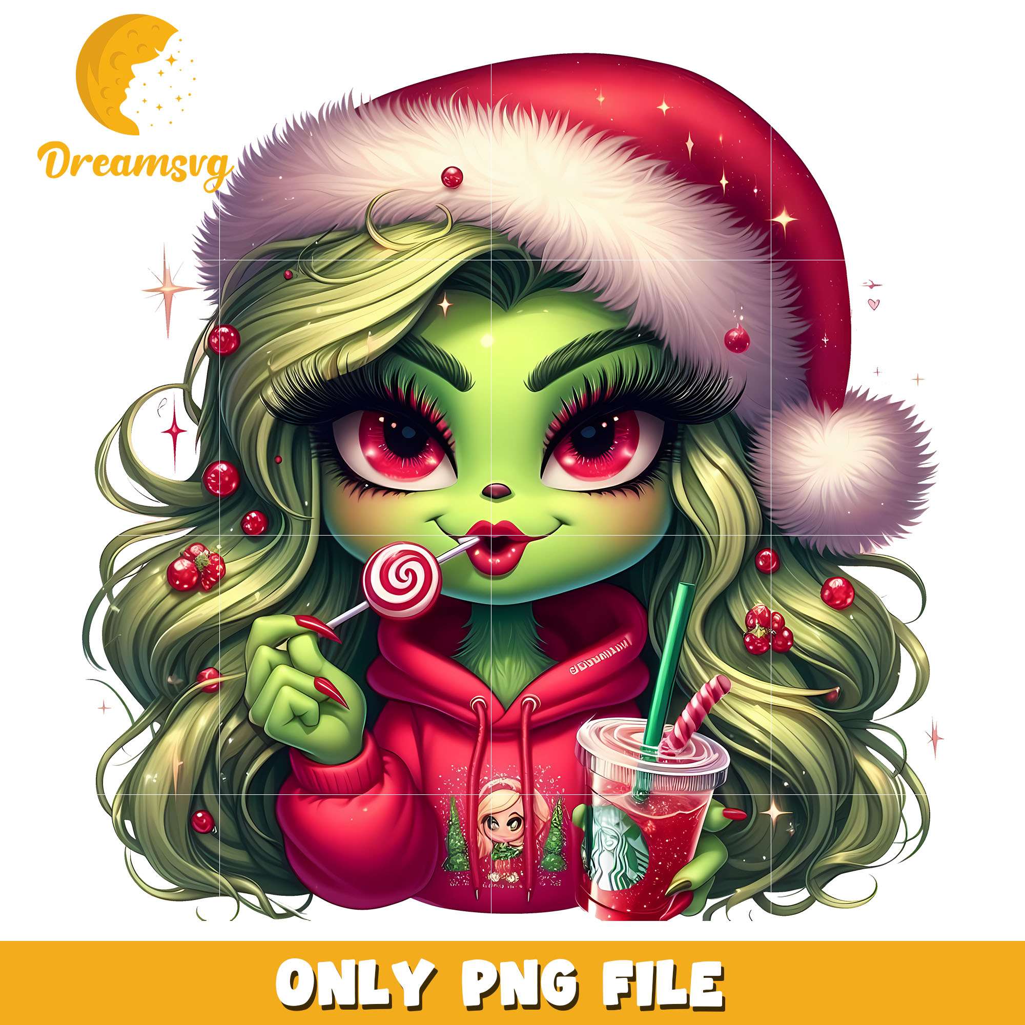 Grinch girl red santa hat candy png, santa hat png, christmas png