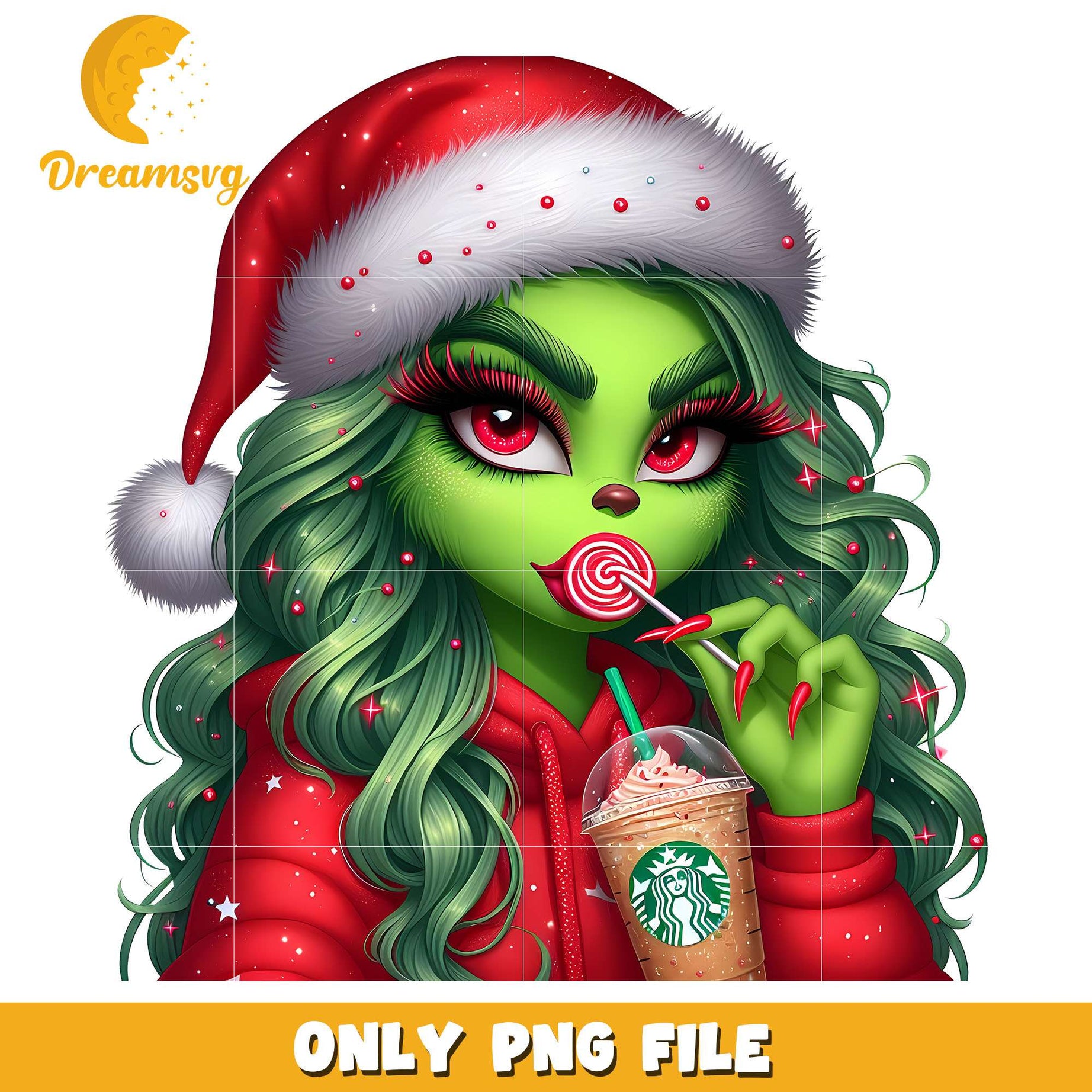 Grinch girl red santa hat png, grinch girl png, christmas png