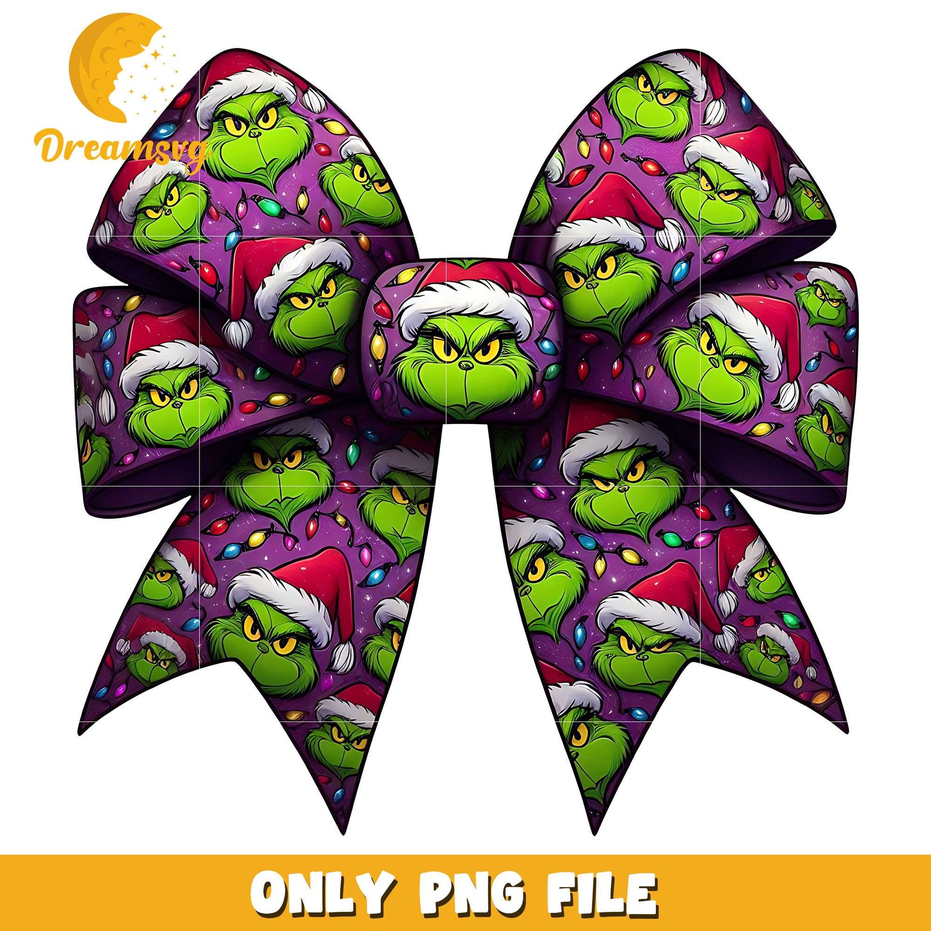 Grinch purple bow and light png, christmas bow png, christmas png