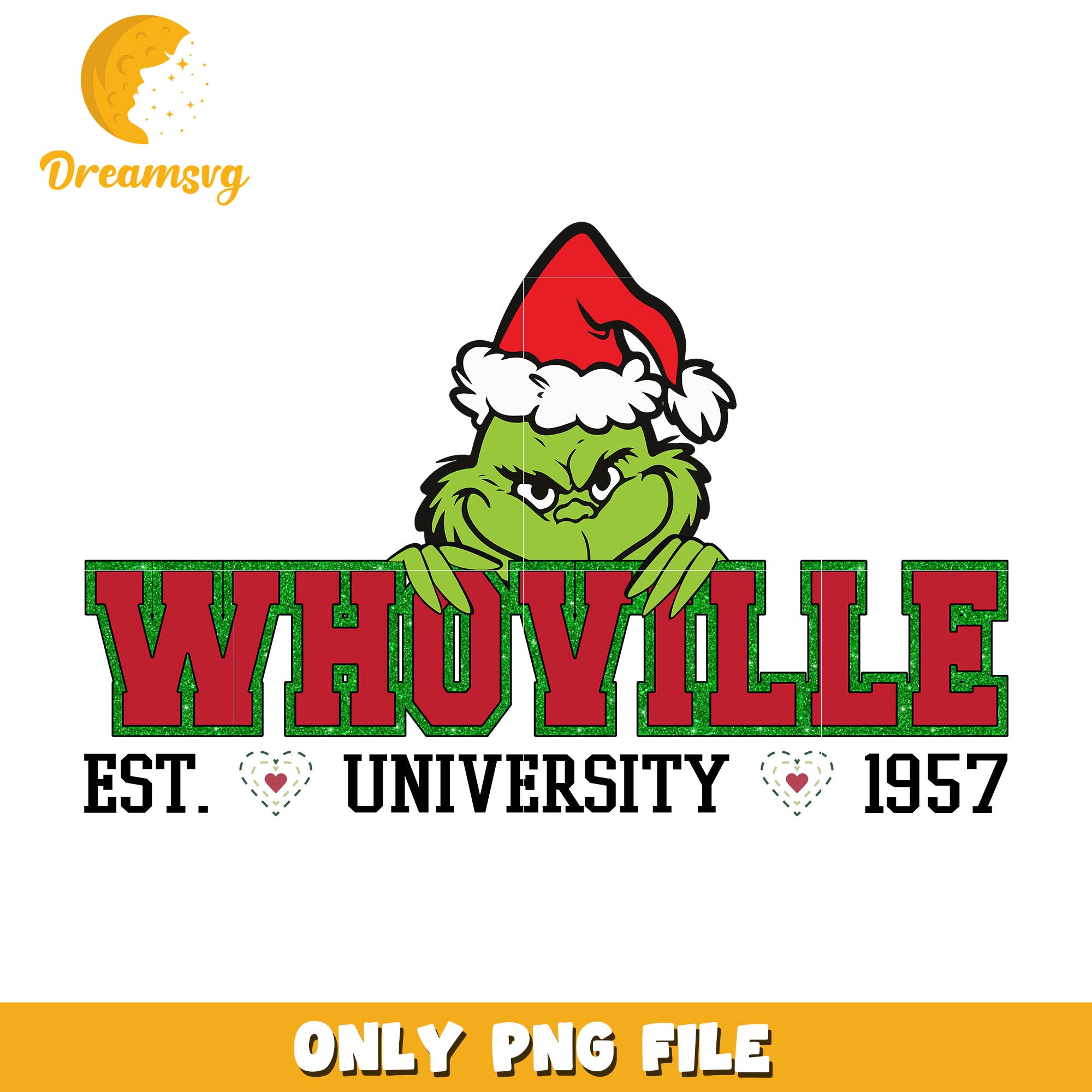 Grinch santa hat whoville university est 1957, grinch face png