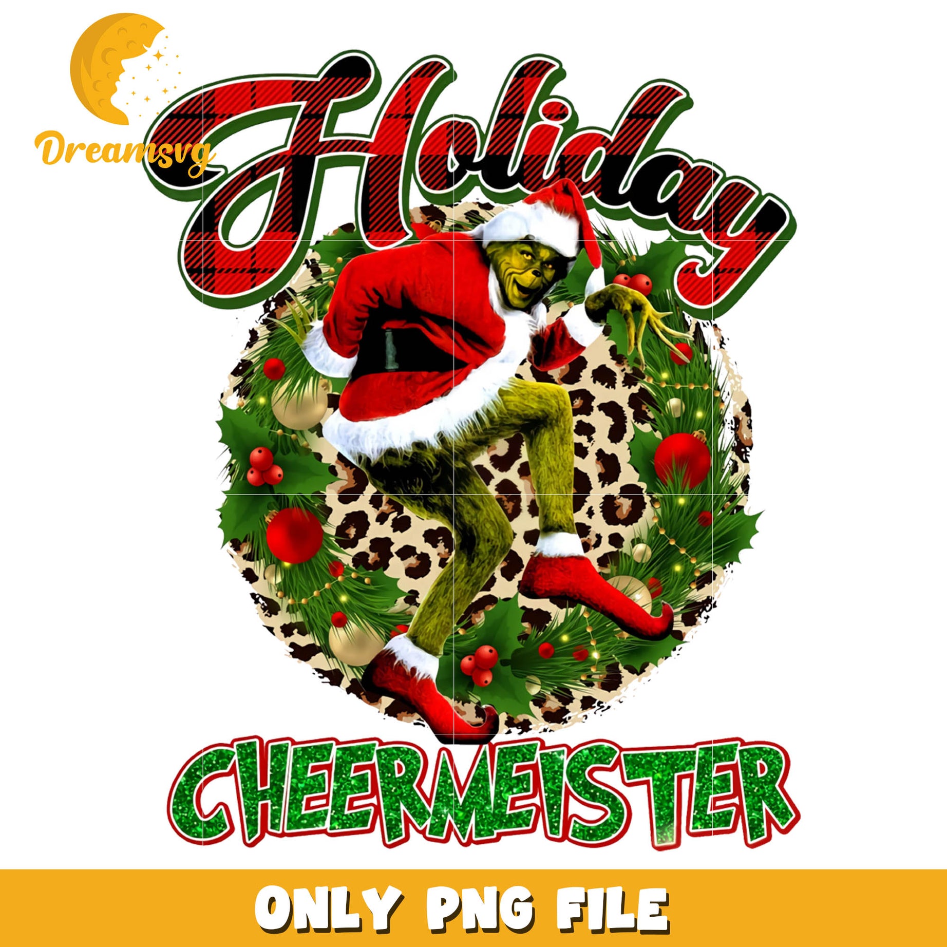 Grinch tiptoe Holiday cheermeister png, christmas day png
