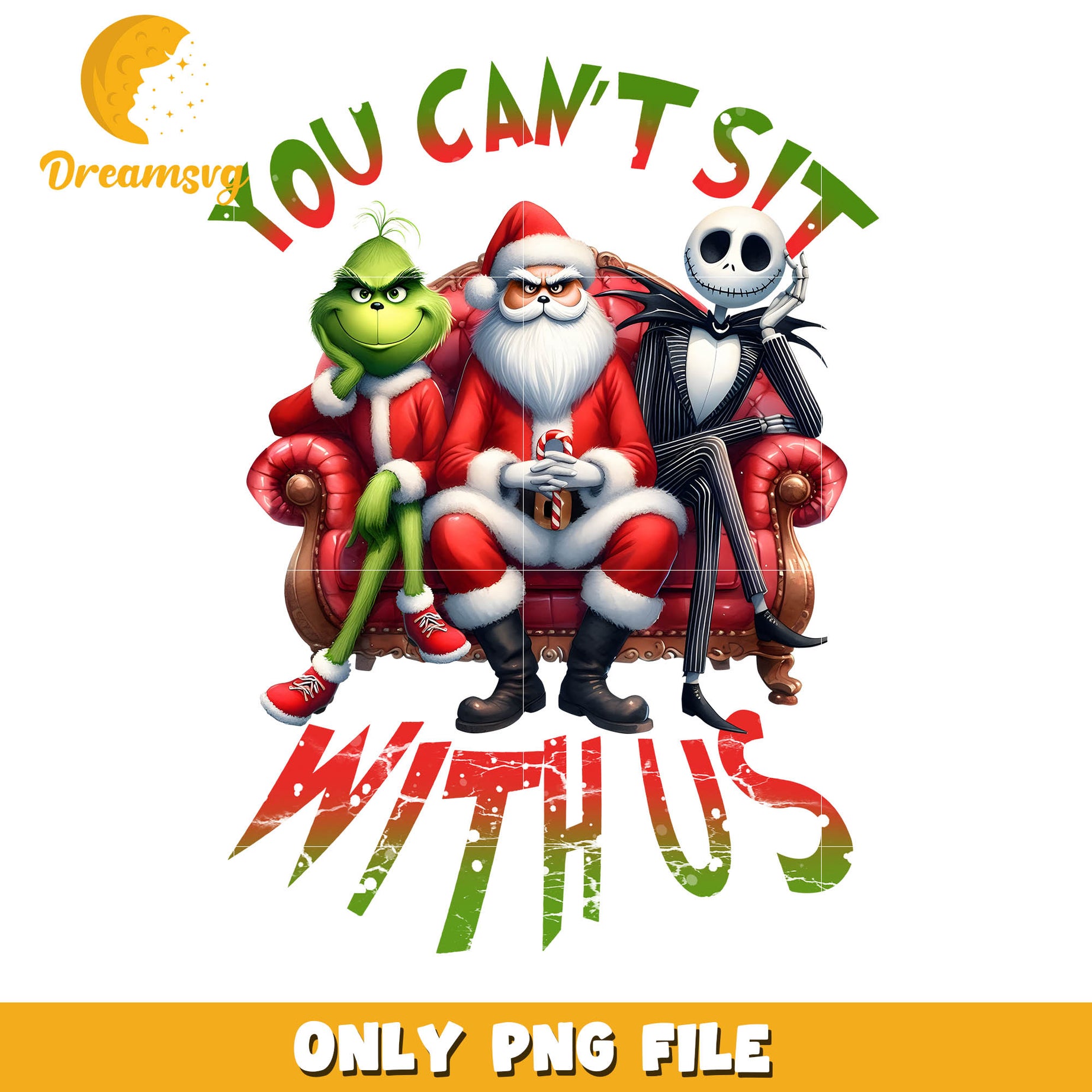 Grinch you can't sit with us png, grinch and jack skellington png
