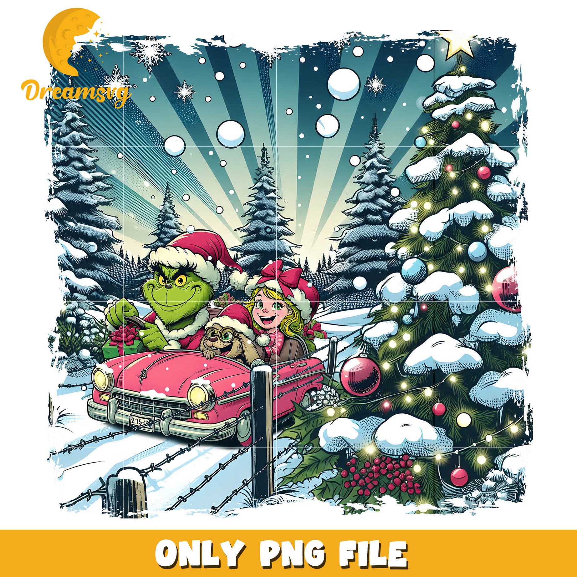 Grinch and cindy lou driving car png, cindy lou grinch​ png