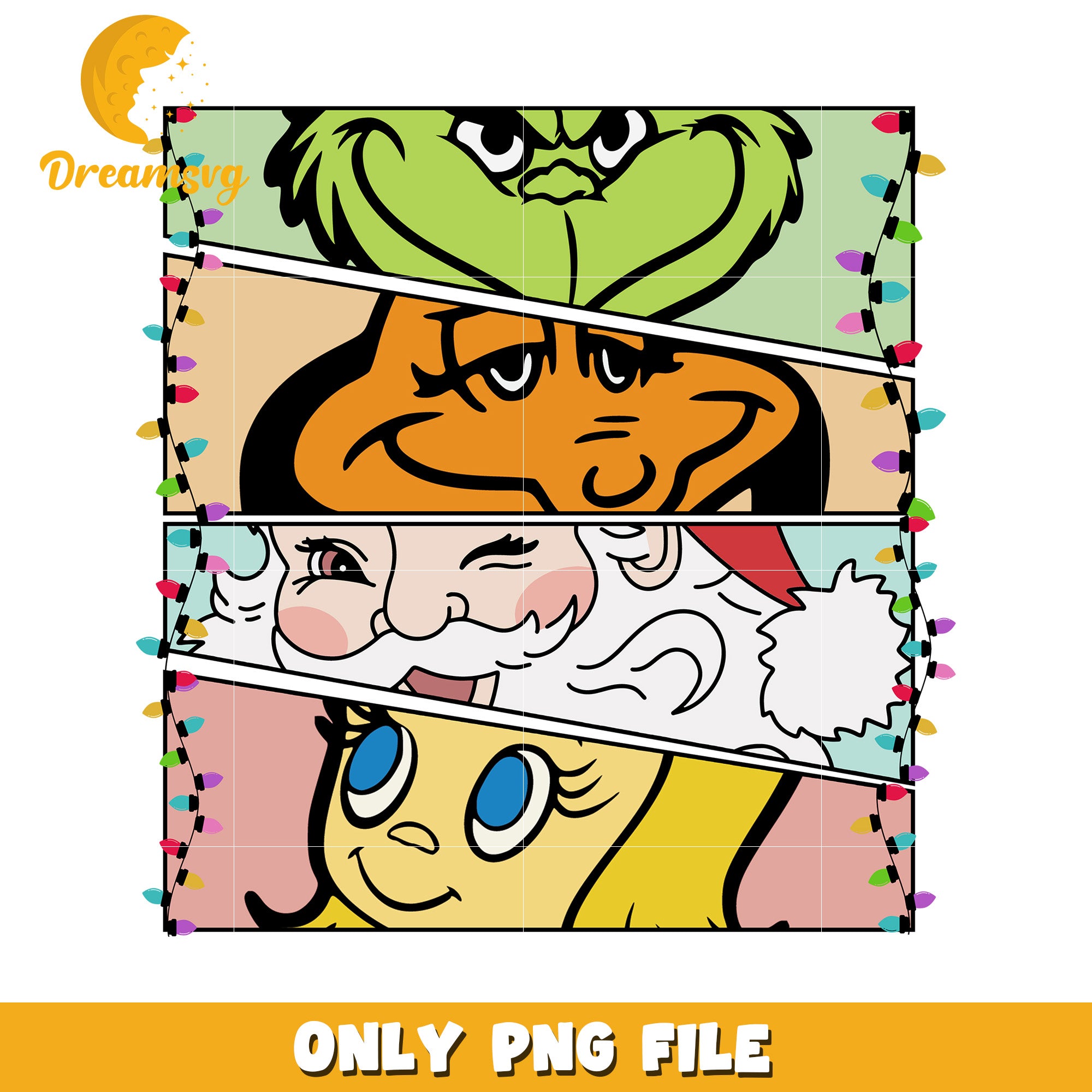Grinch and friends png, white christmas​ png, christmas snow png