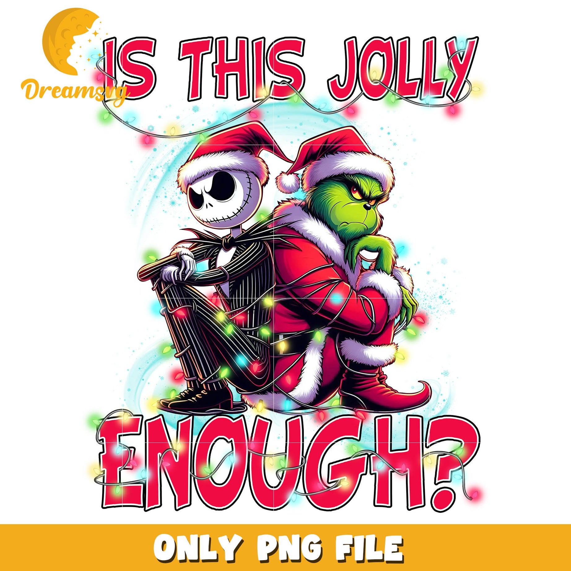 Grinch and skellington is this jolly enough png, grinch christmas lights​ png