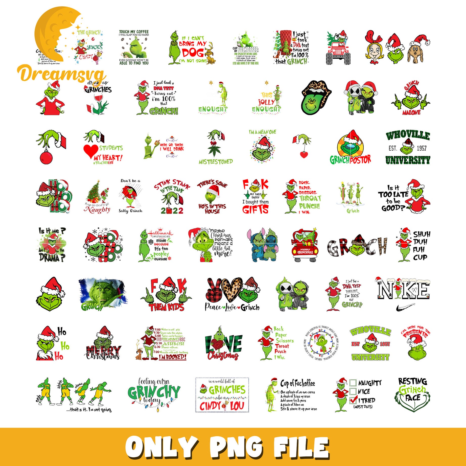 Grinch love christmas design  bundle png, grinch quotes​ png