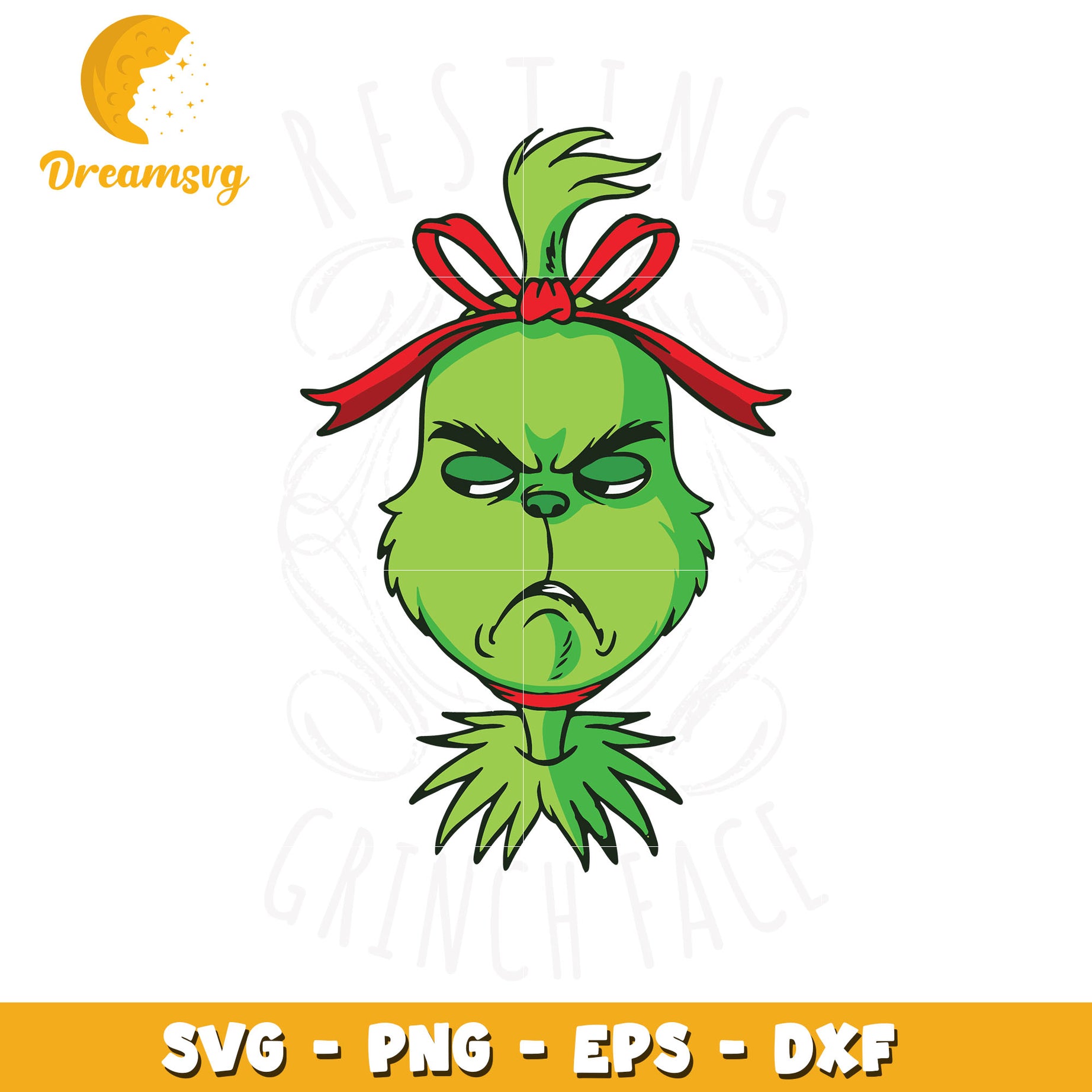 Grinch face and red bow svg, The Grinch svg, christmas svg