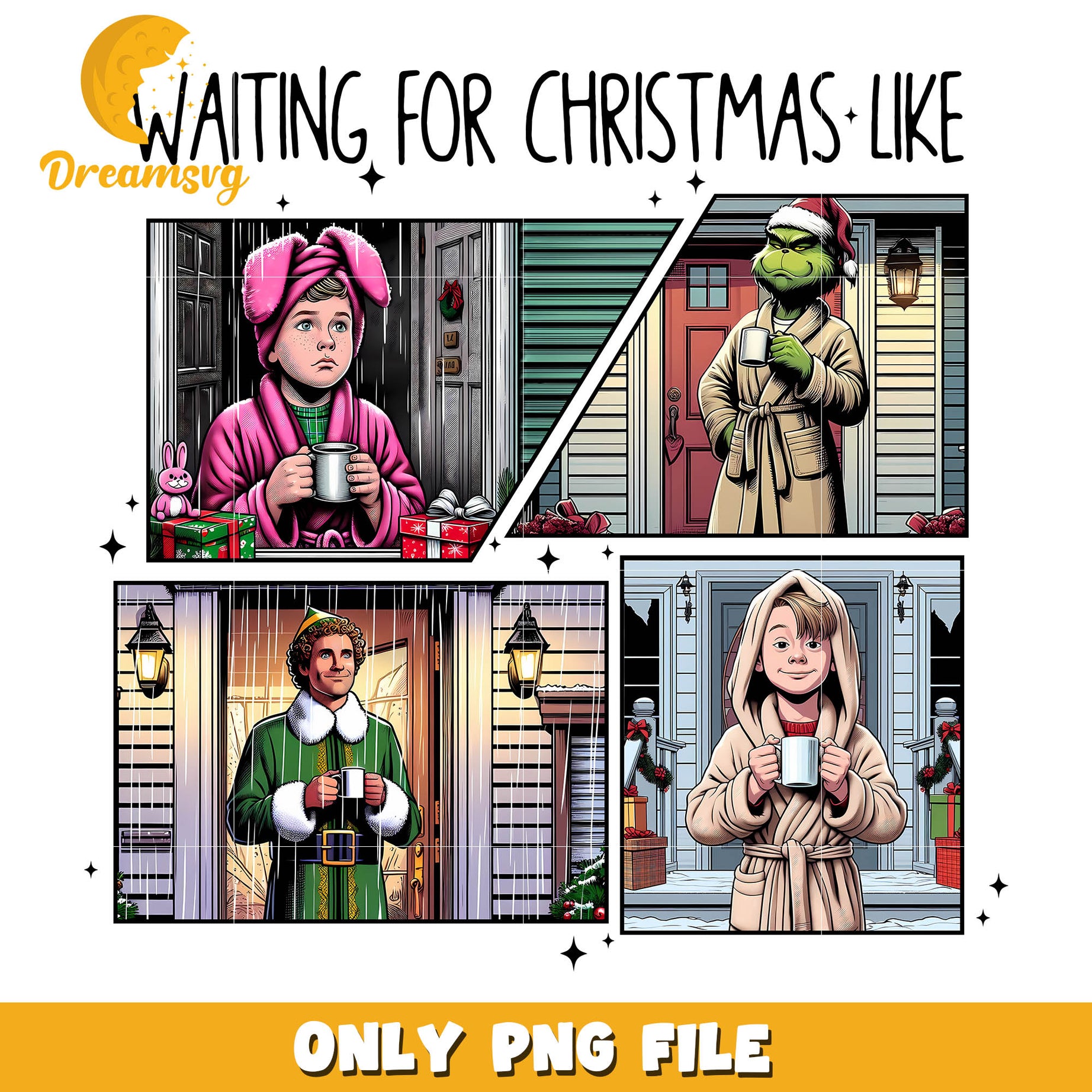 Grinch friends waiting for christmas like png, grinch sweatshirt​ png