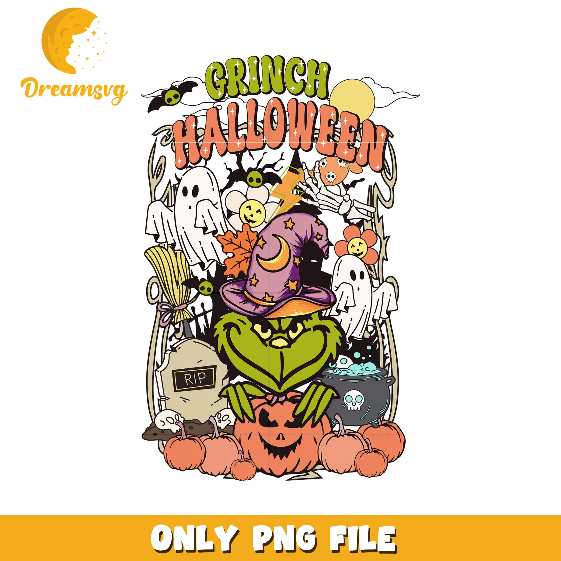 Grinch halloween design png, spooky halloween png, halloween costumes png