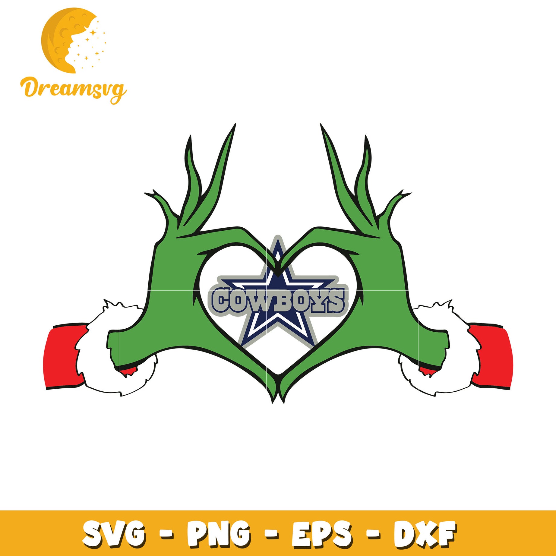 Grinch heart Cowboys svg, Grinch football team svg, christmas svg