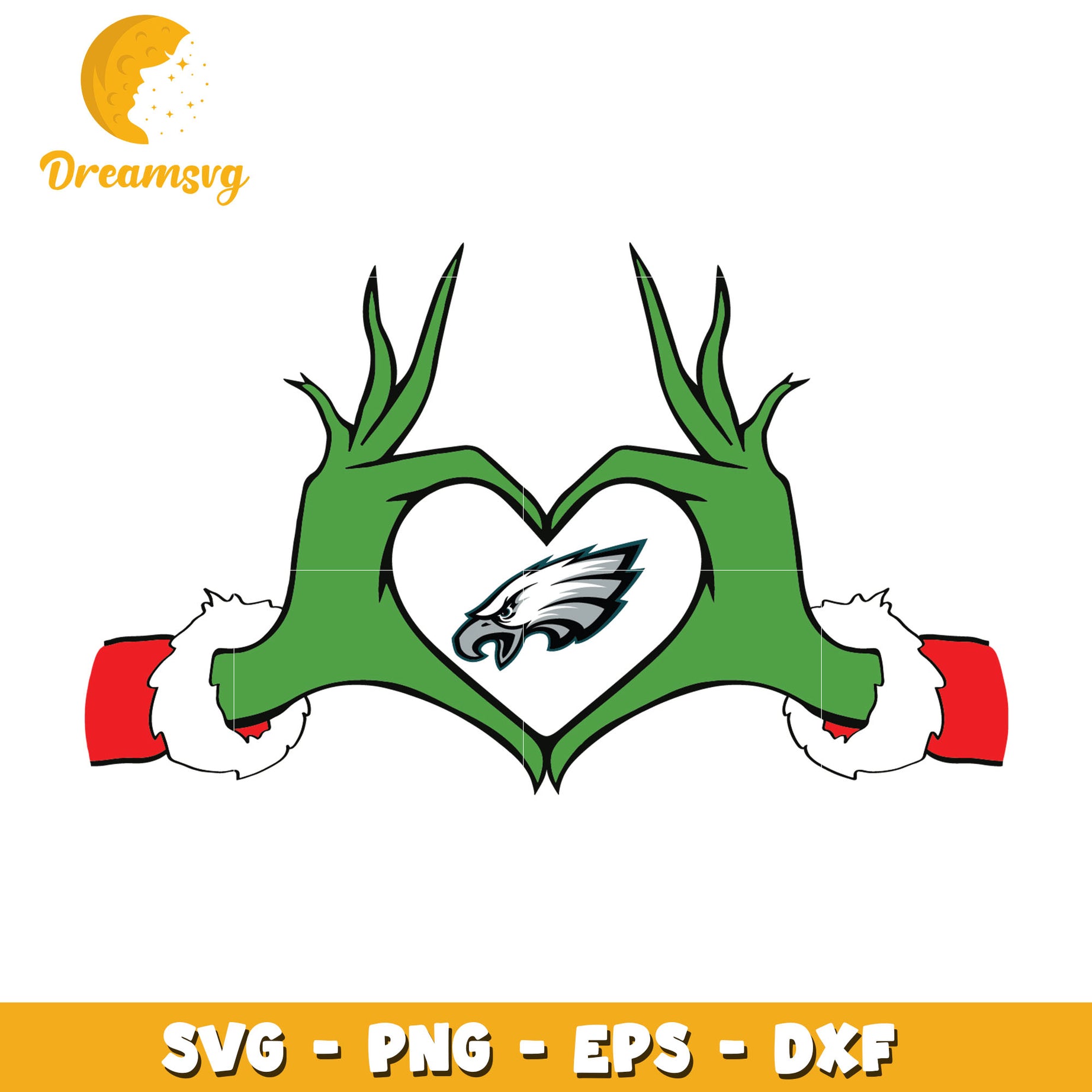 Grinch heart Eagles svg, Grinch football team svg, christmas svg