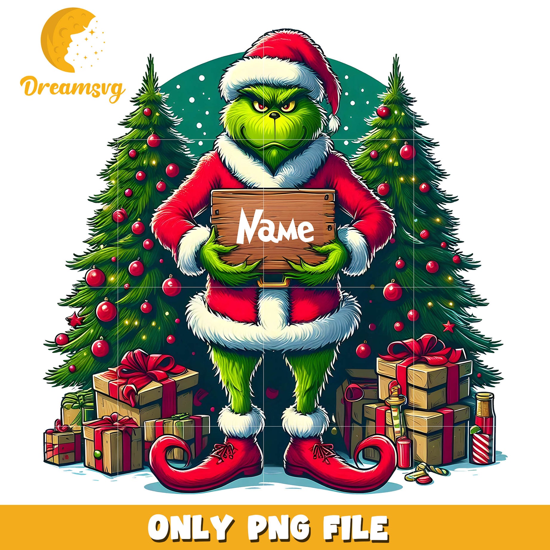 Grinch holding wooden board name png, the grinch christmas tree​ png