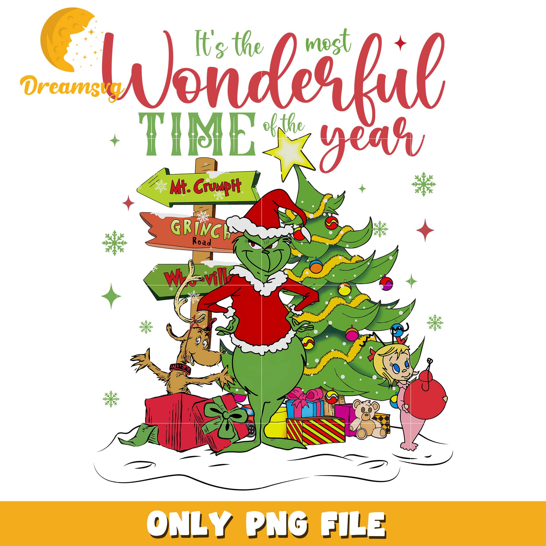 Grinch it's the most wonderful time of the year png, grinch road sign​ png