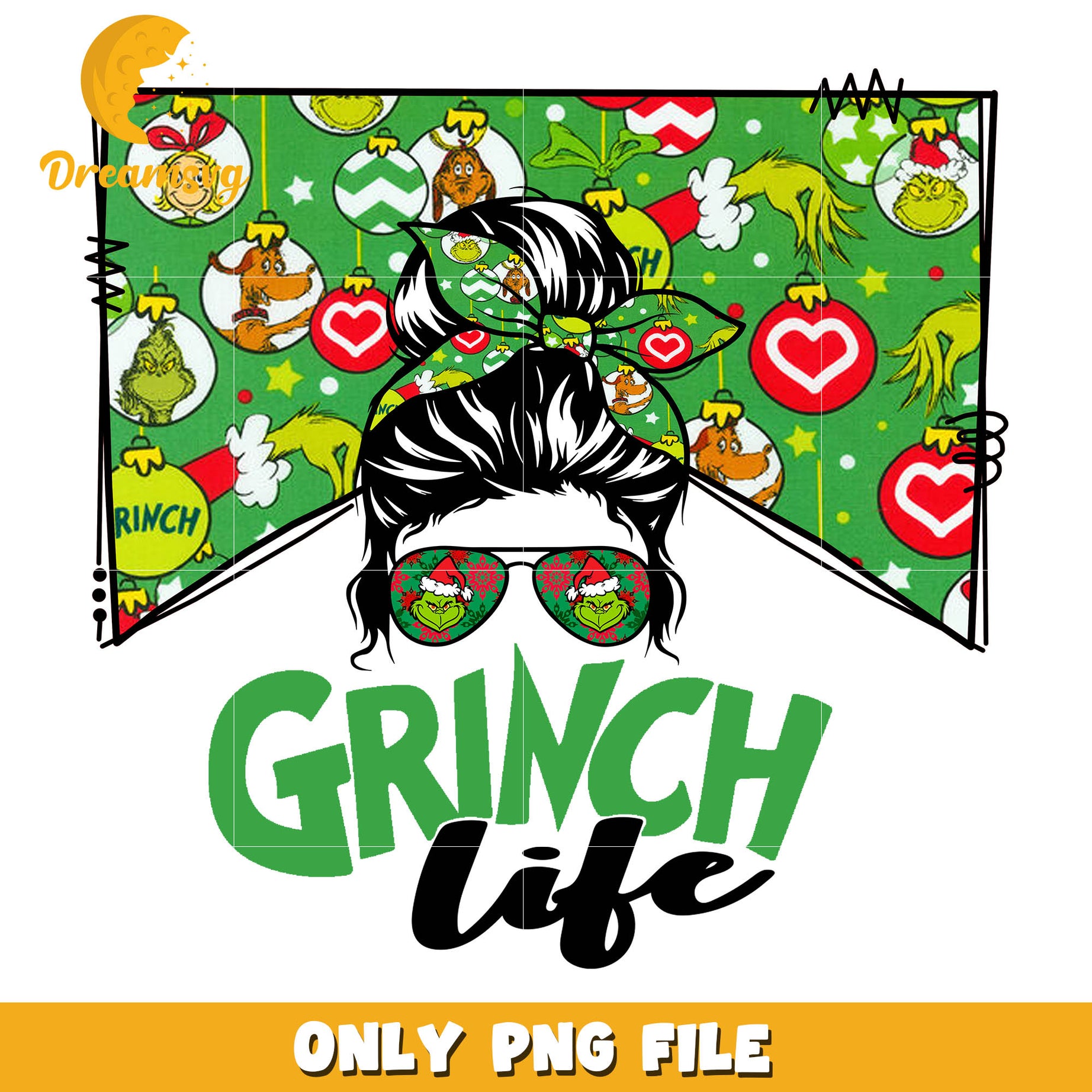 Grinch life png, grinch christmas balls​ png, cindy lou png