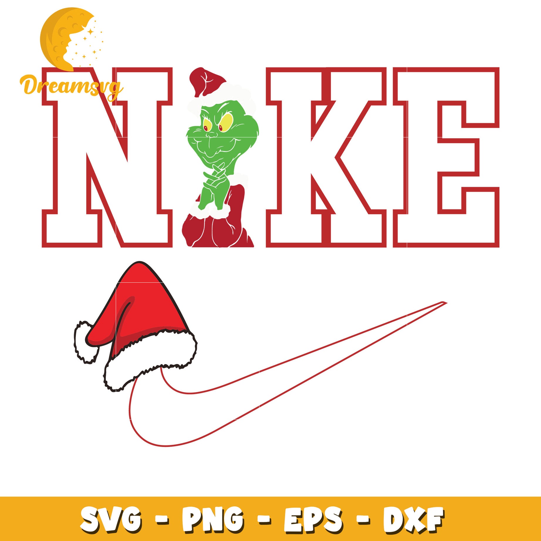 Grinch logo Nike svg, Grinch santa claus svg, christmas svg