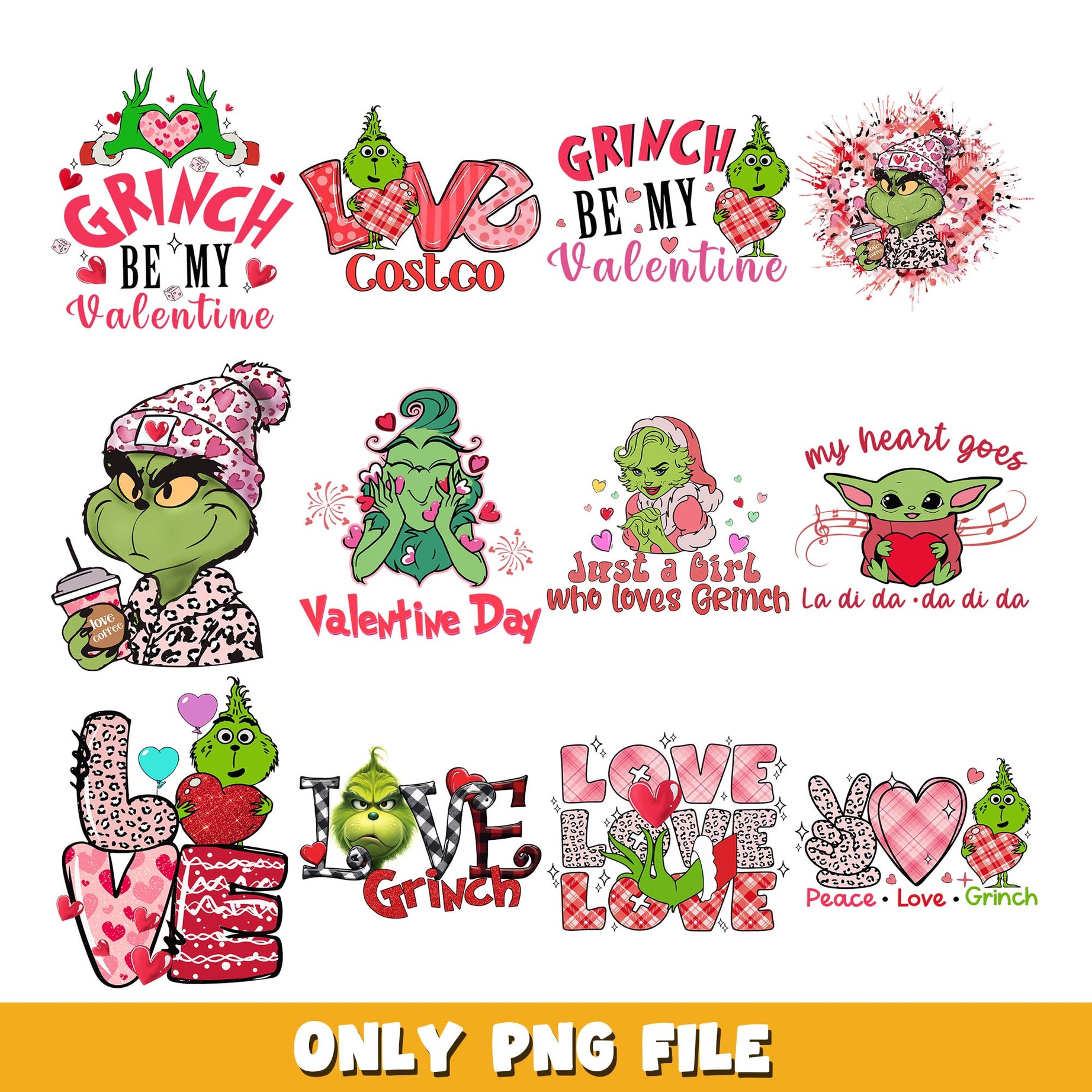 The grinch love png, grinch bundle png, cartoon png  