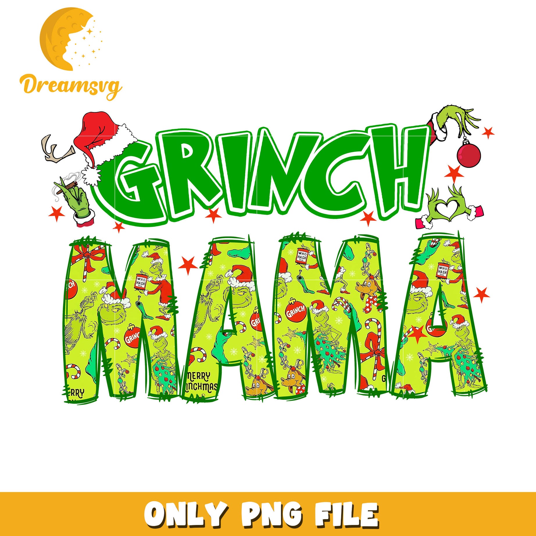 Grinch mama christmas font design png, christmas fonts​ png