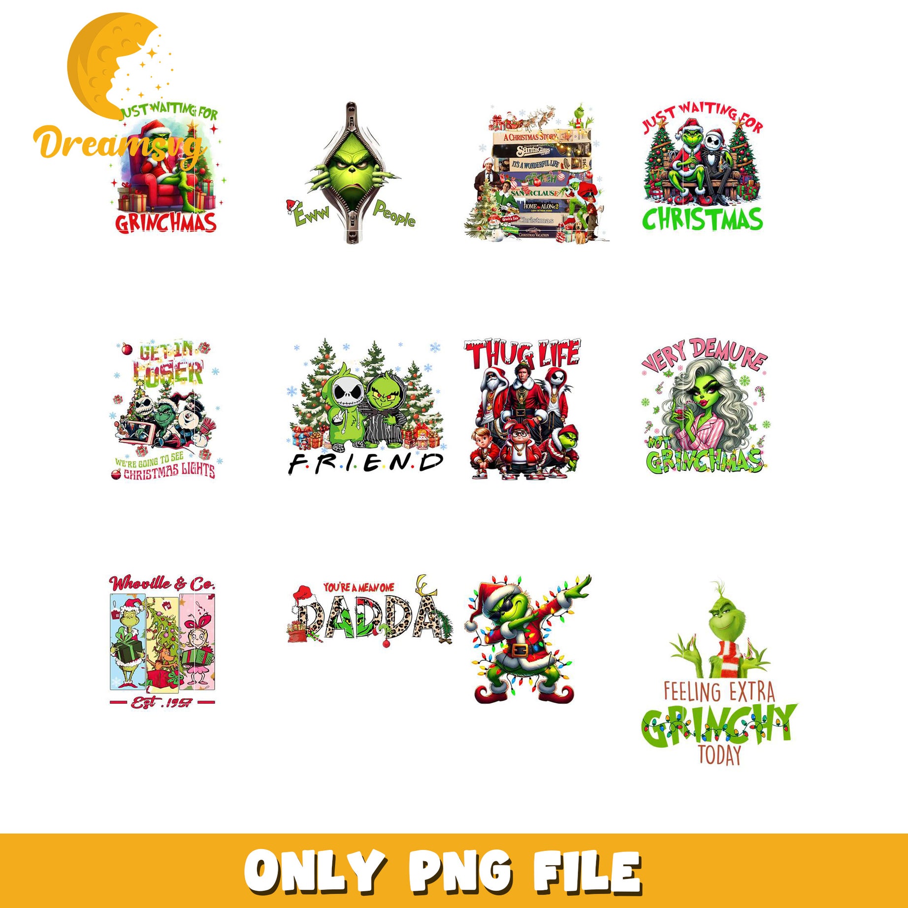 Grinchmas PNG Bundle 10 Cute Designs