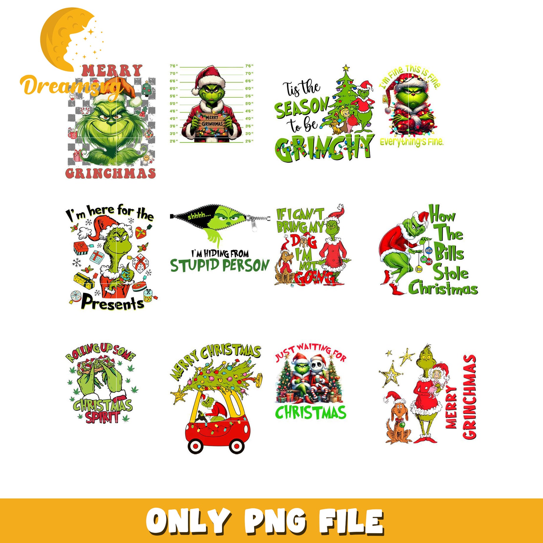 Grinchmas PNG Bundle 10 Designs