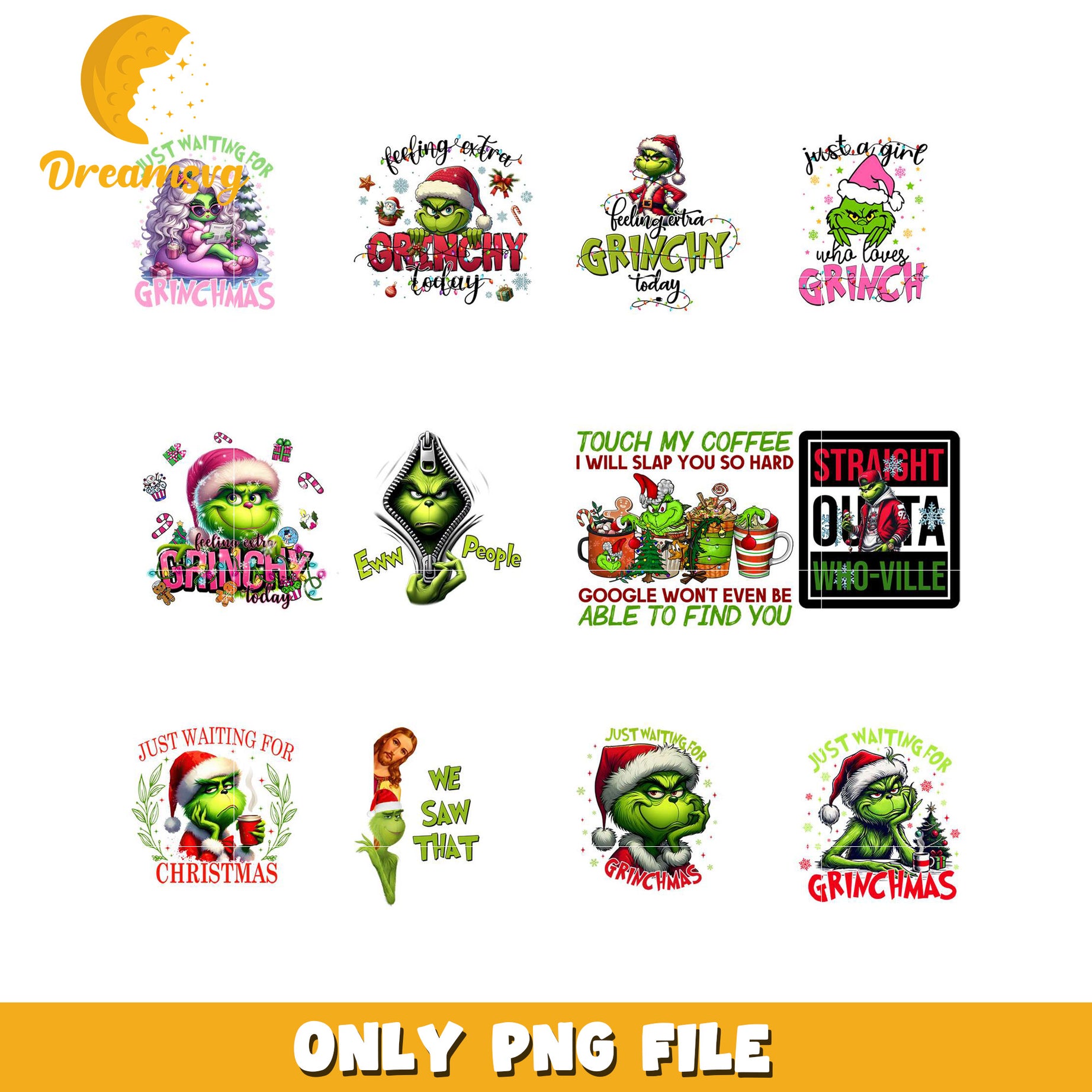 Grinchmas PNG Bundle Funny Christmas Designs