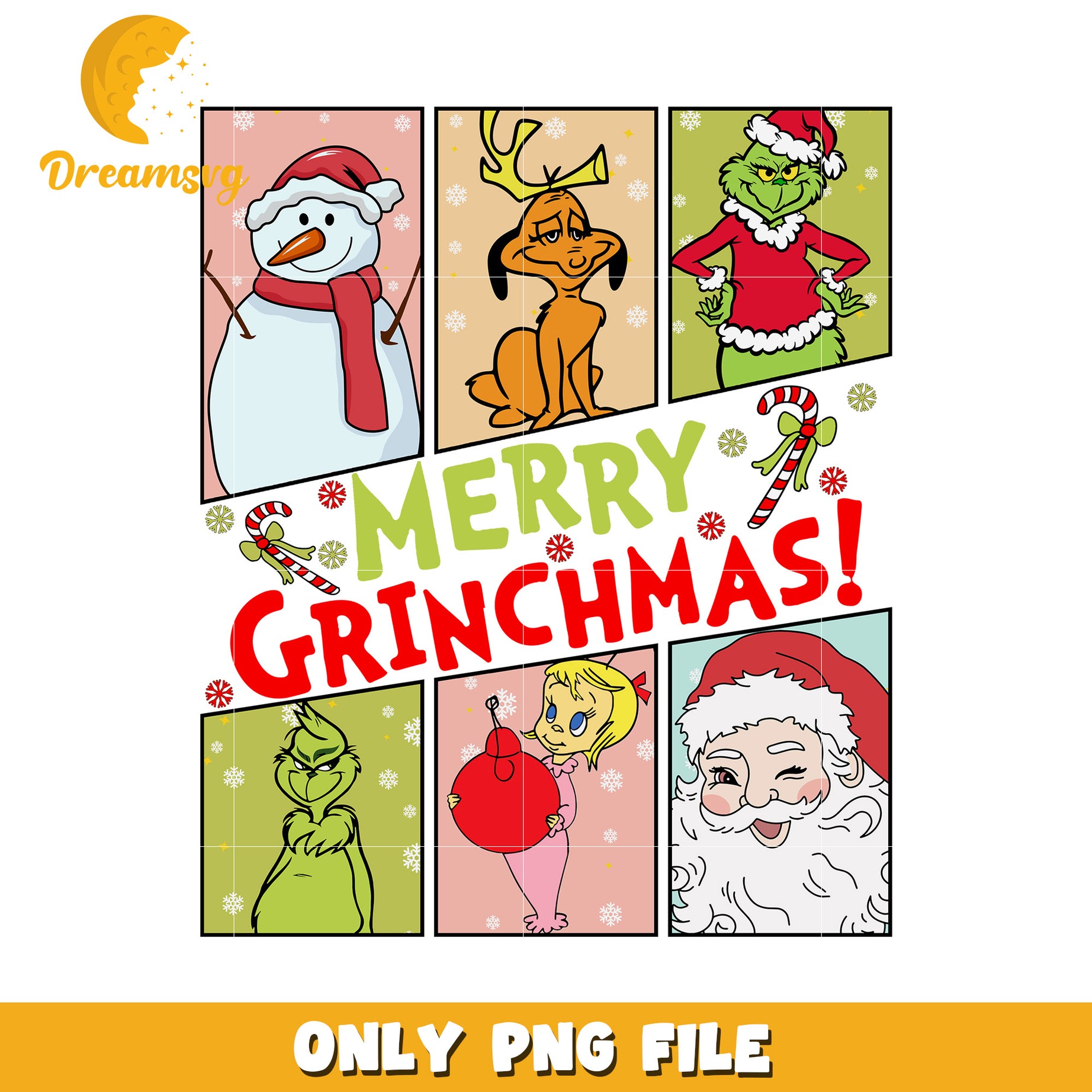 Grinchmas characters png, white christmas​ png, christmas snow png
