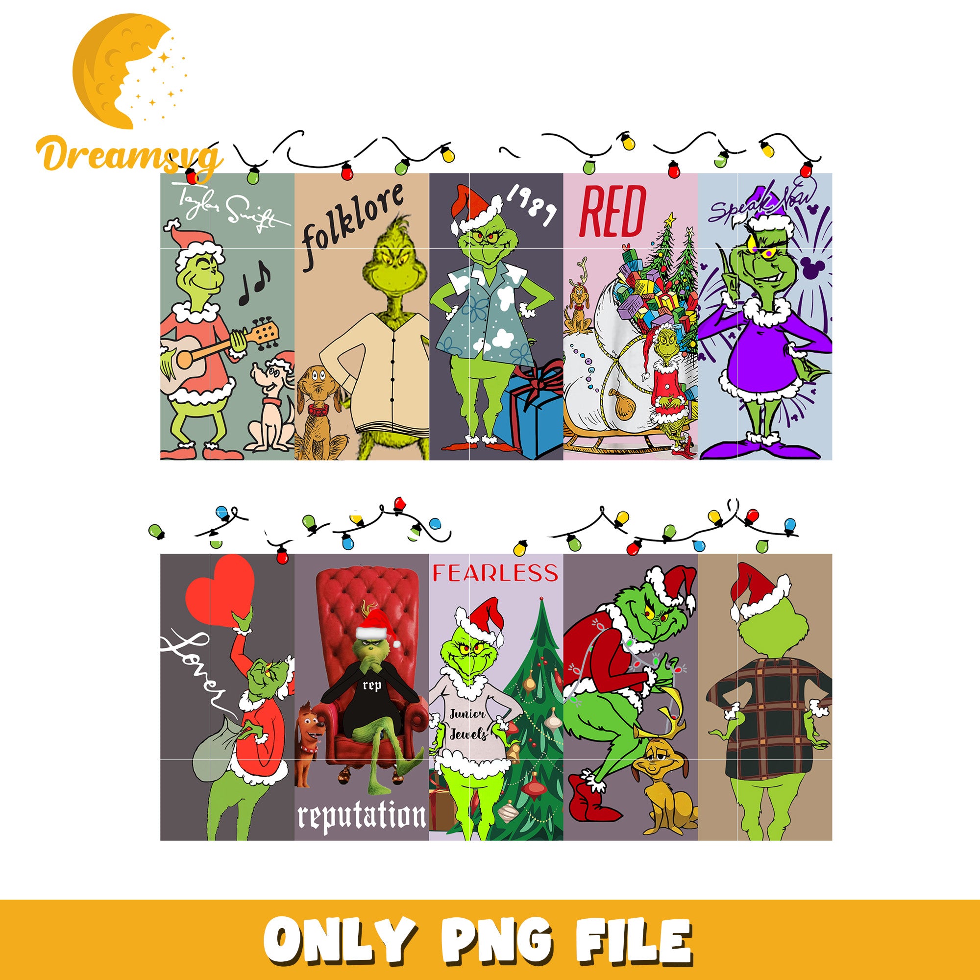 Grinchmas eras tour png, white christmas png, grinch face png