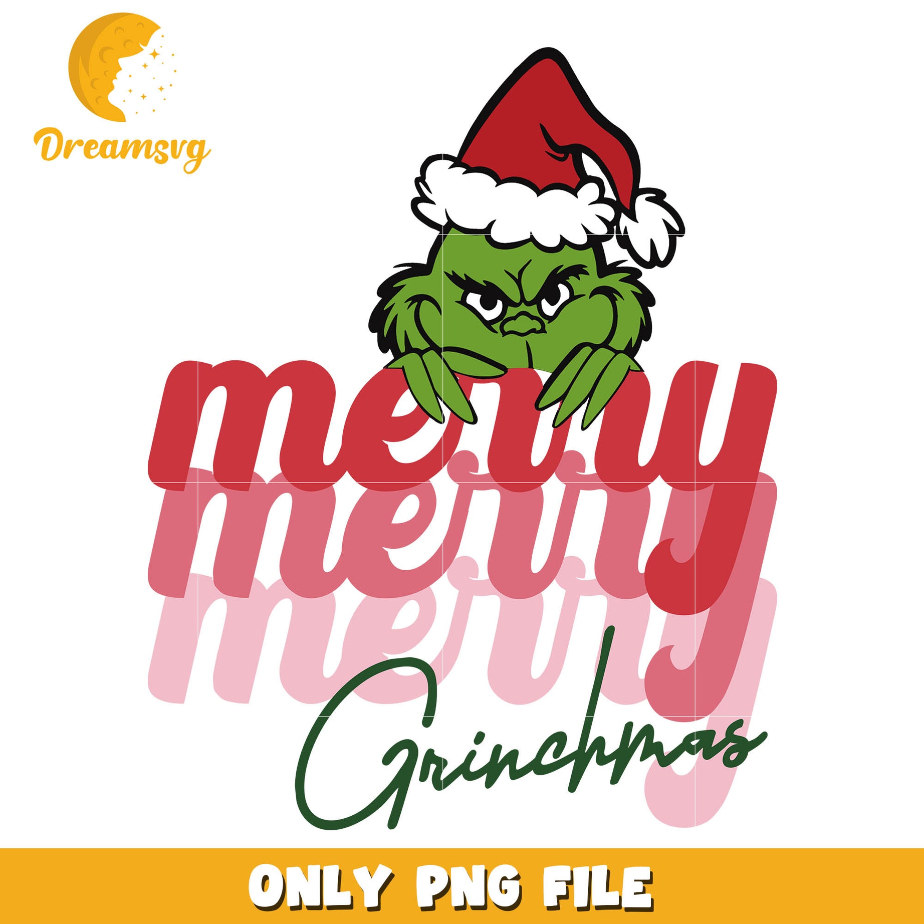 Grinchmas merry merry merry text png, the grinch smile​ png