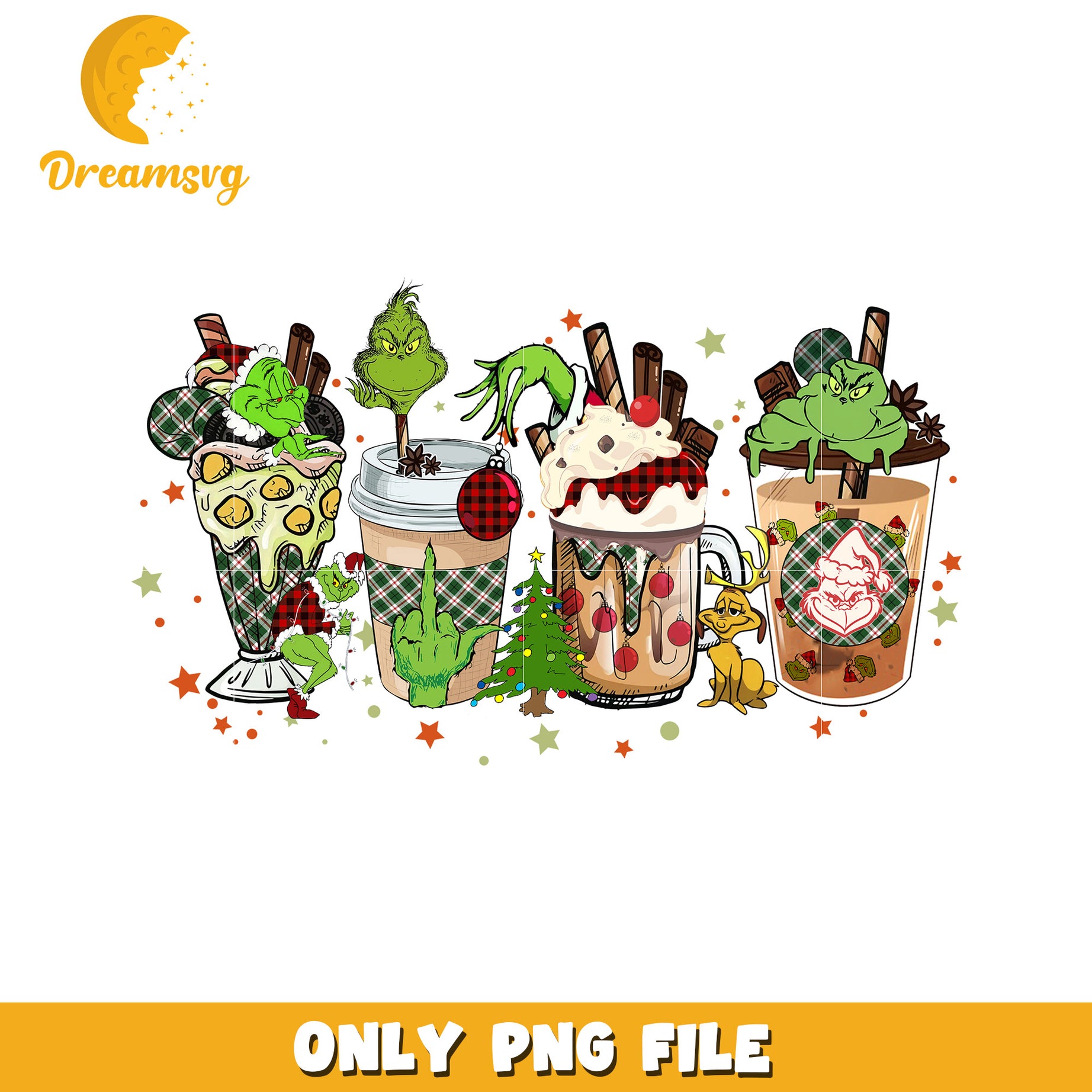 Grinch milkshake png, grinch smile png, christmas decor png