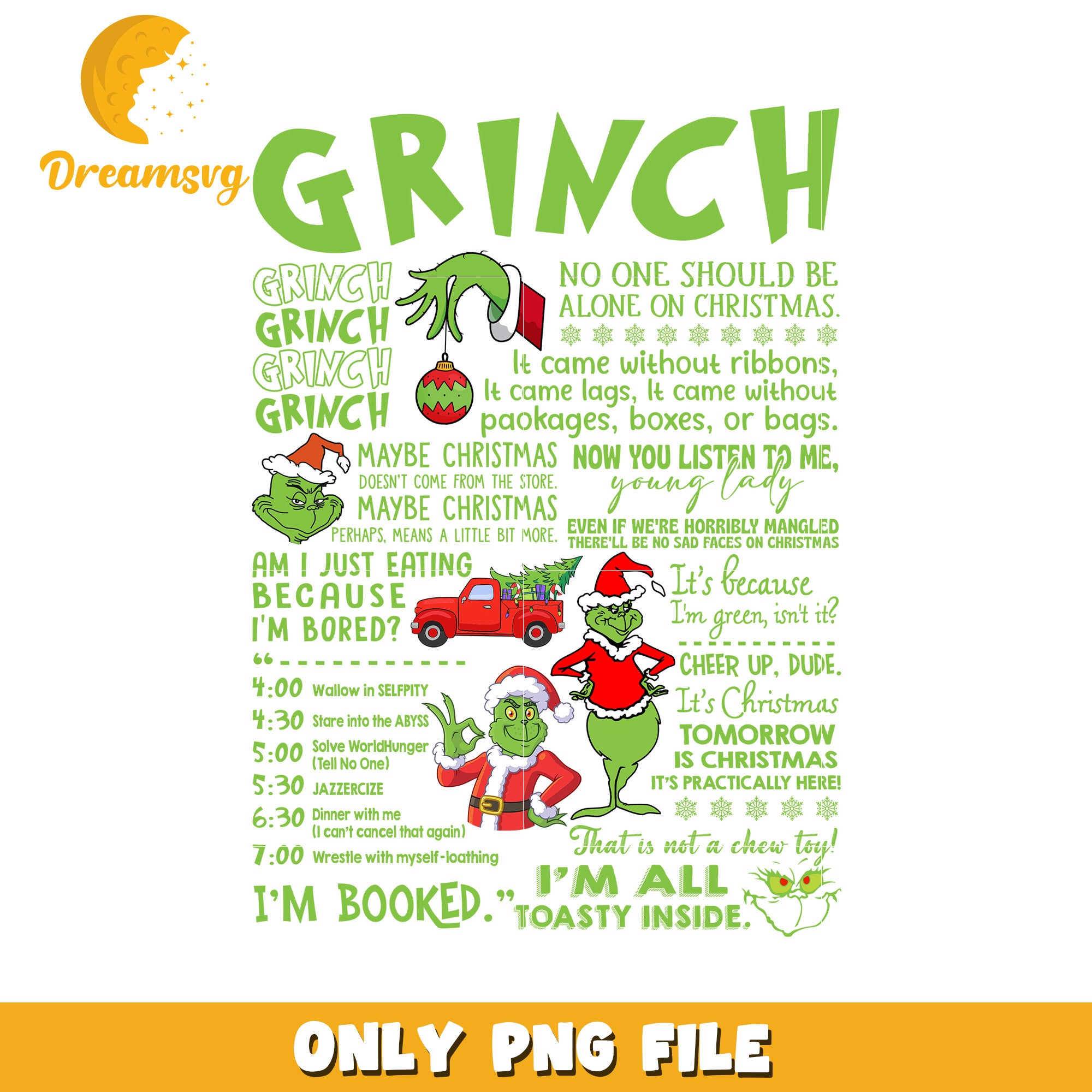 Grinch quotes design png, grinch face​ png, christmas white png
