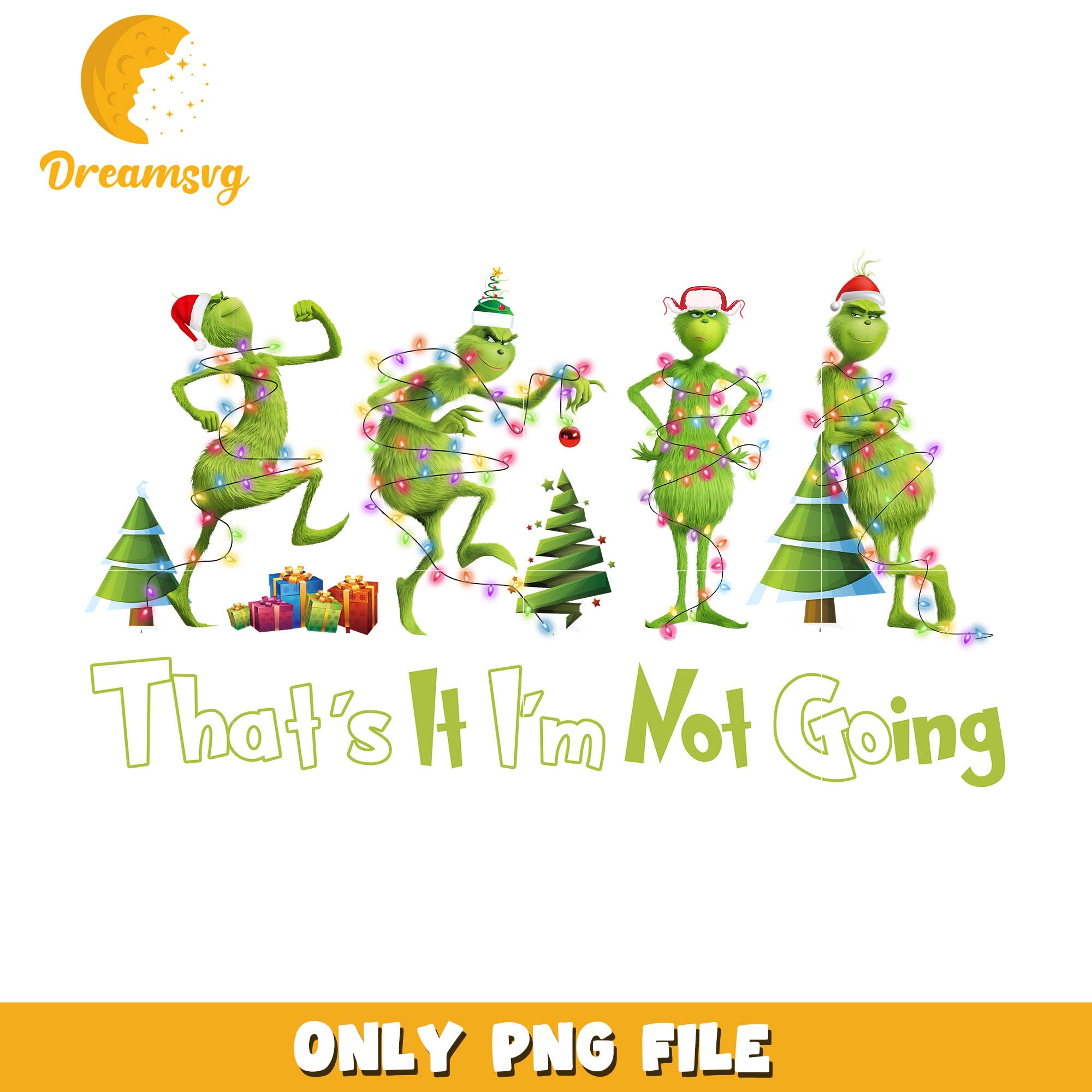 Grinch that's it i'm not going christmas lights png, grinch character​ png