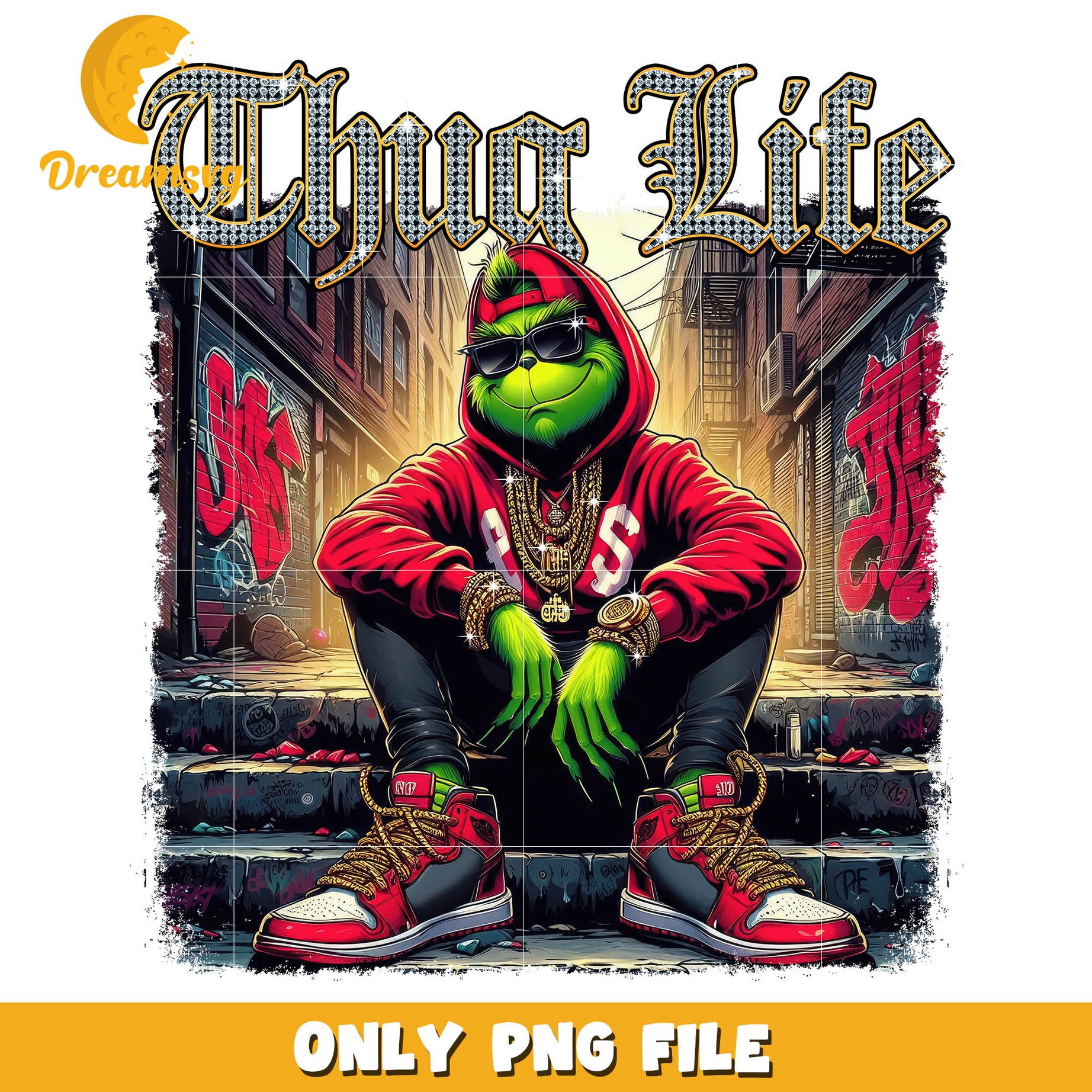 Grinch thug life street style png, grinch street signs​ png