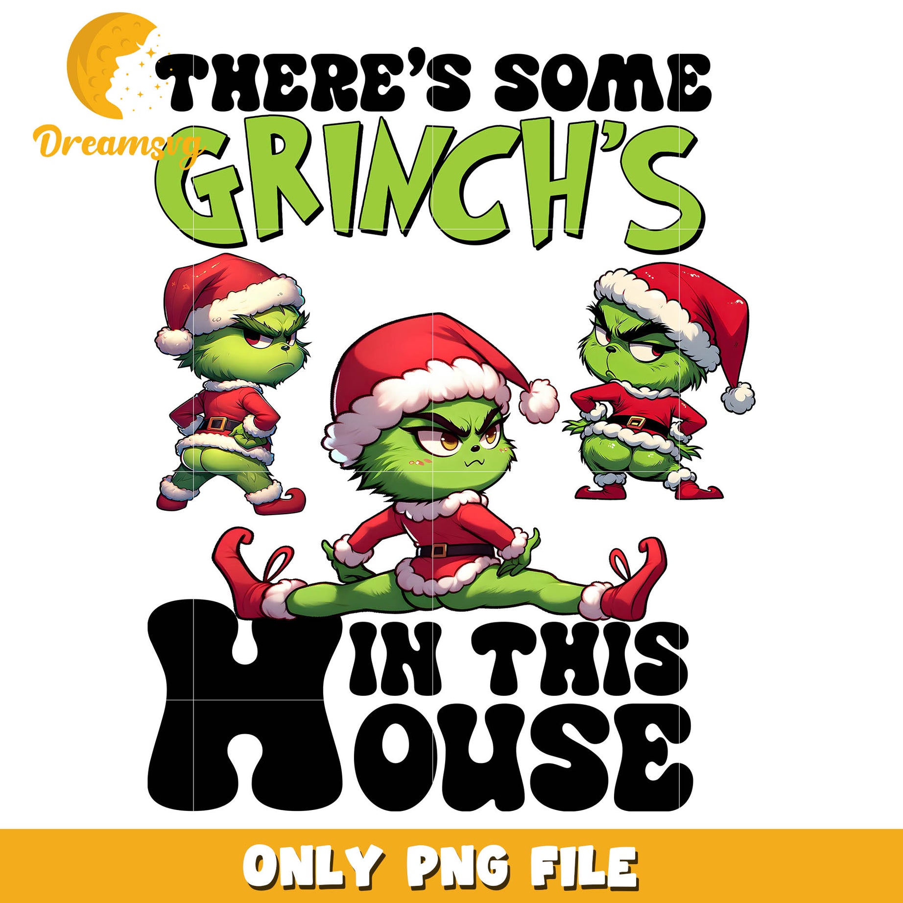 Grinch tiny There's some grinch's tiny in this house png, santa custome png