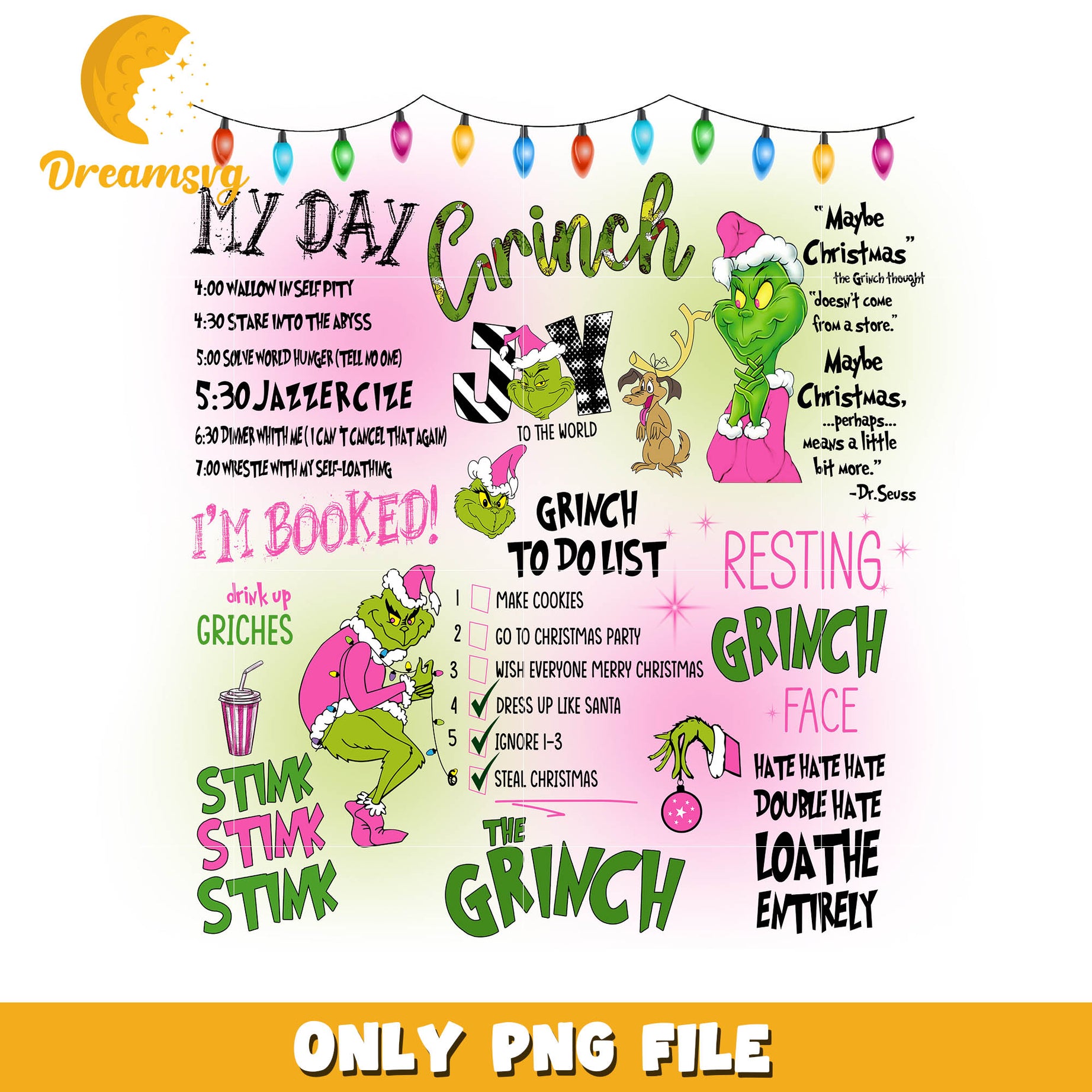 Grinch to do list png, resting grinch face​ png, the grinch​ png
