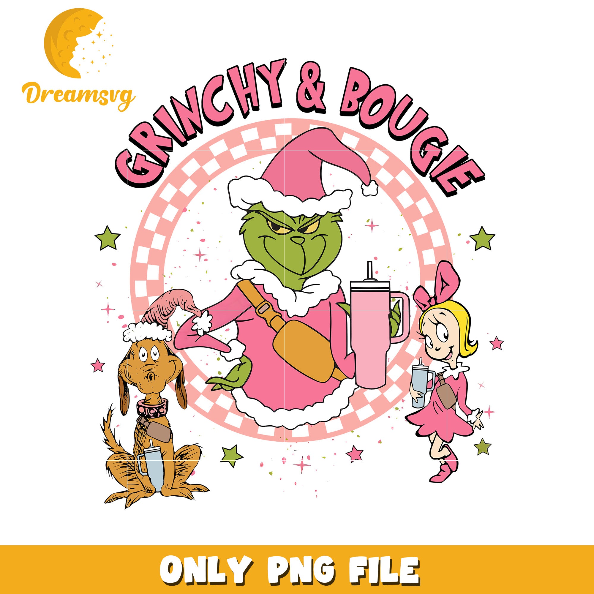 Grinchy and bougie png, grinch happy png, merry christmas png