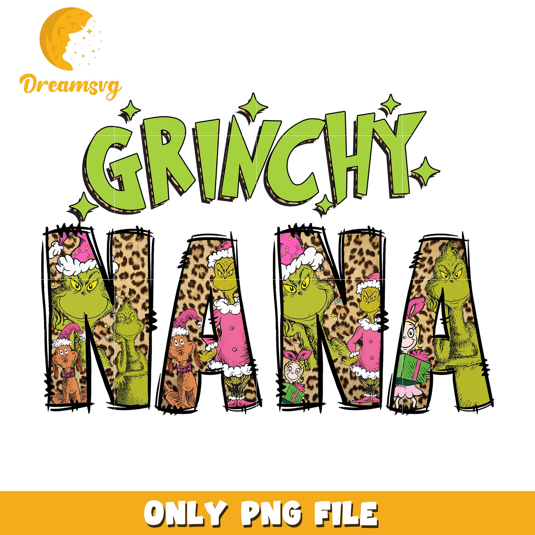 Grinchy nana boutique font png, grinch christmas outfit​ png