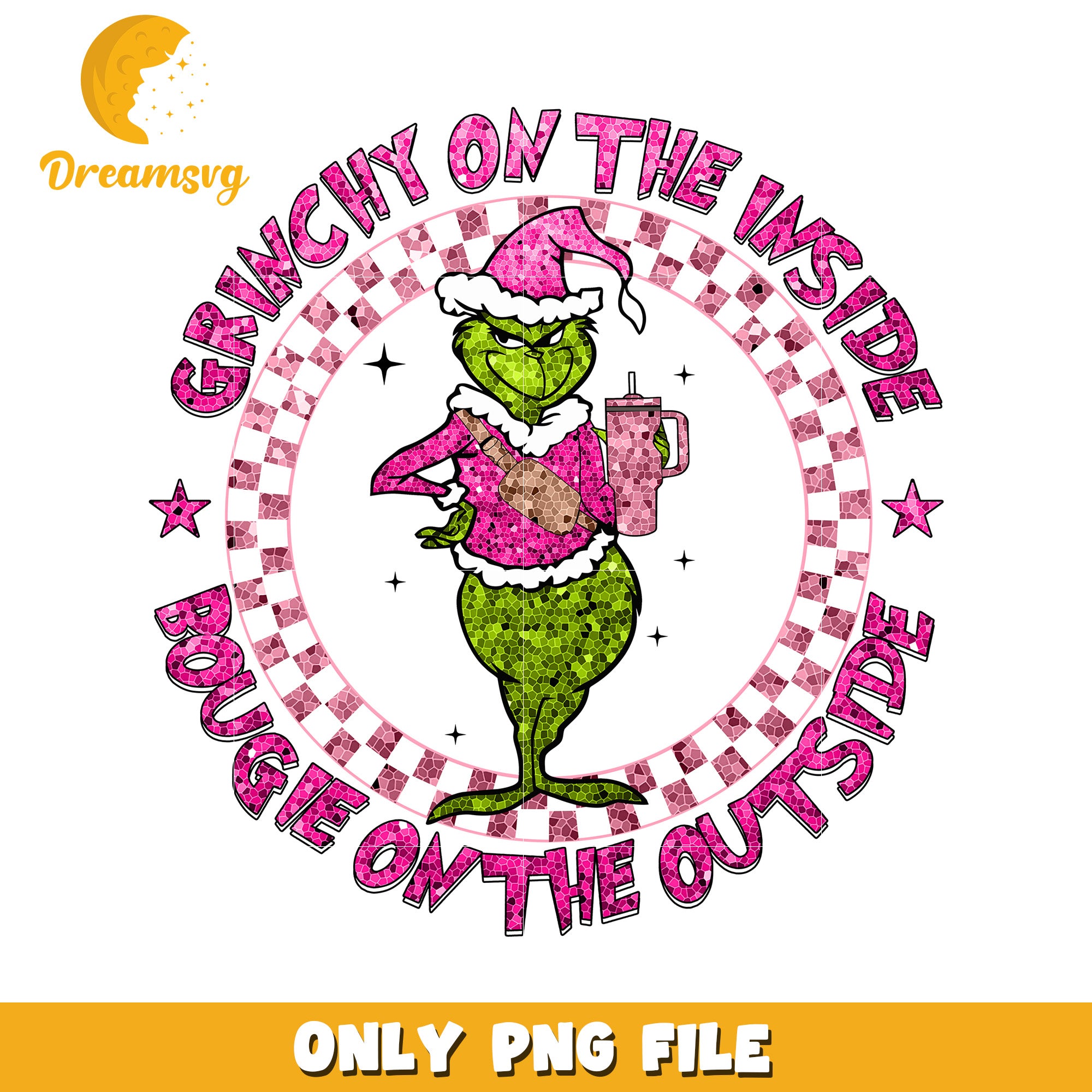 Grinchy on the inside png, christmas decor png, grinch smile png