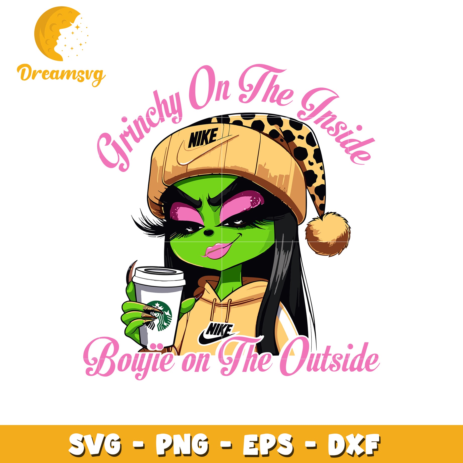 Grinchy on the inside starbuck svg, logo nike svg, grinch svg