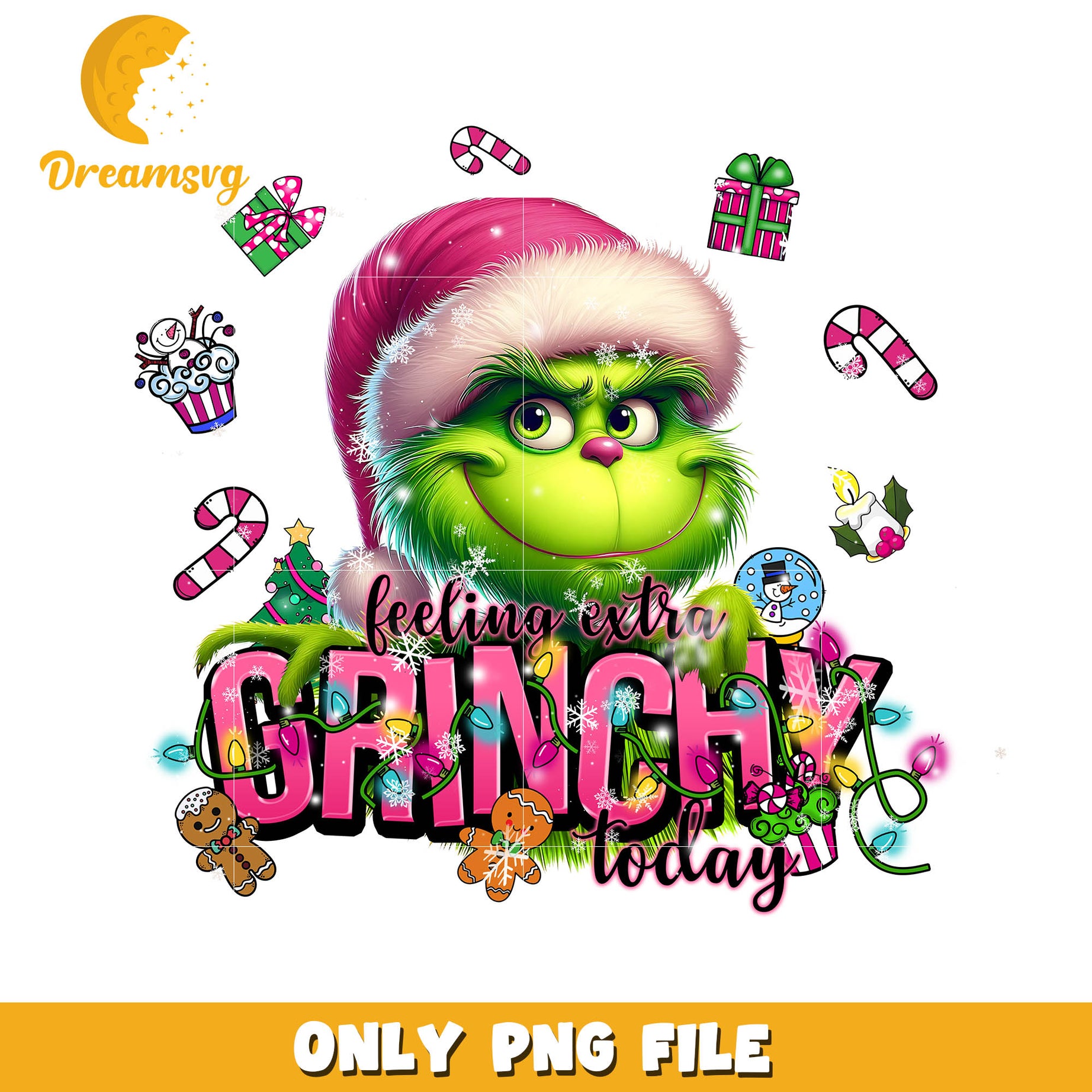 Grinchy pink hat today png, feeling extra grinchy today​ png