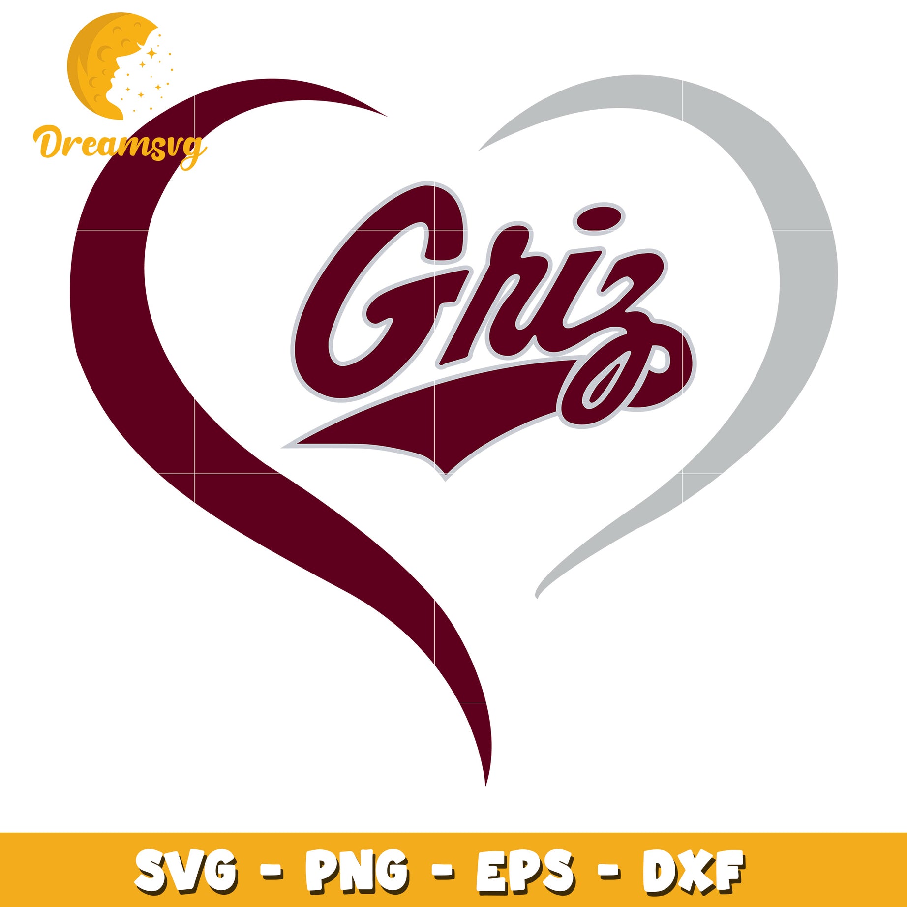 Griz Heart SVG PNG EPS DXF Cut File