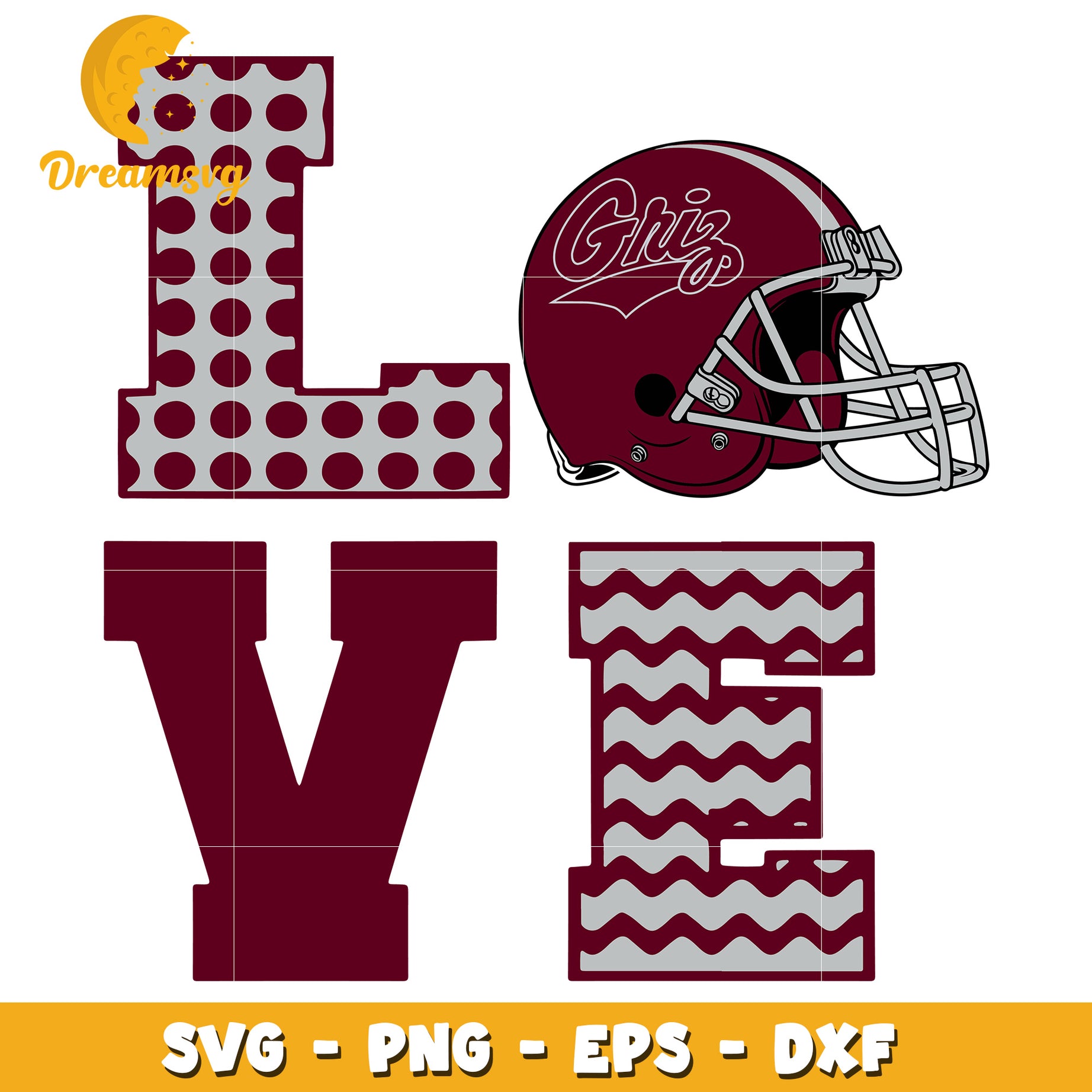 Grizzly Football Love SVG PNG EPS DXF