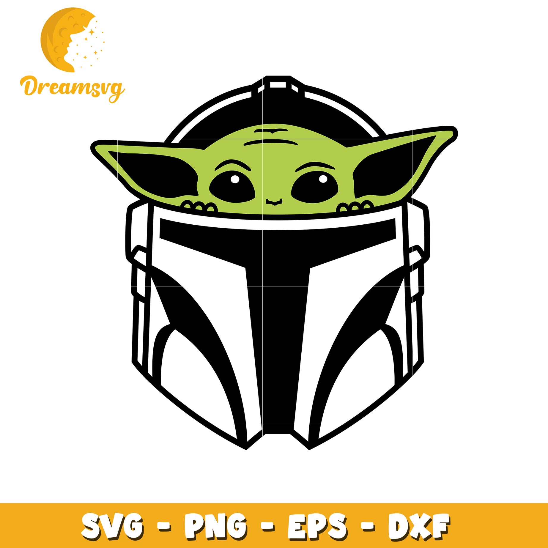Grogu in Mandalorian Helmet SVG PNG EPS DXF